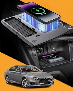 CarQiWireless Wireless Charger for Honda Accord 2022-2018, Center Console Fast Charging Pad for 10th Gen Accessories, Lightning Speed Charger for Honda Accord Sport, Hybrid, Touring - Interior Parts