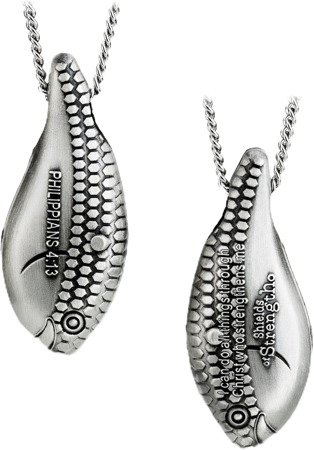 Shields of Strength Women's Antique Perch Crank Bait Necklace-Phil.4:13