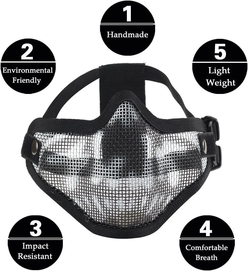 LAOSGE Airsoft Mask,Mesh Half Face Skull Set with UV 400 Anti Fog Goggles : Sports & Outdoors