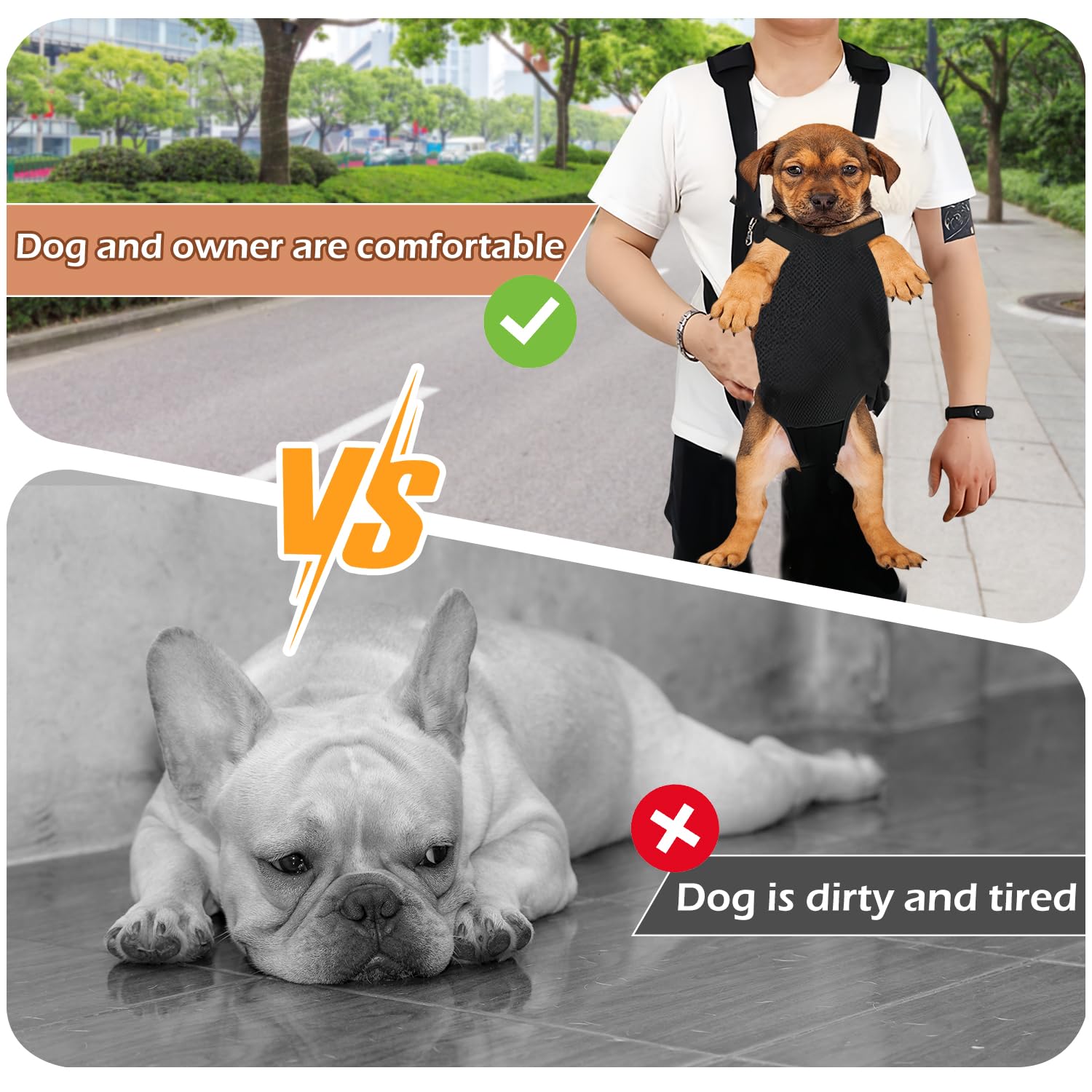Hunderucksack, Verstellbarer Haustierrucksack, Haustier-Front-Hunderucksack, einfach anzubringen für Wanderungen und Reisen für kleine und mittelgroße Hunde (Schwarz-XL)
