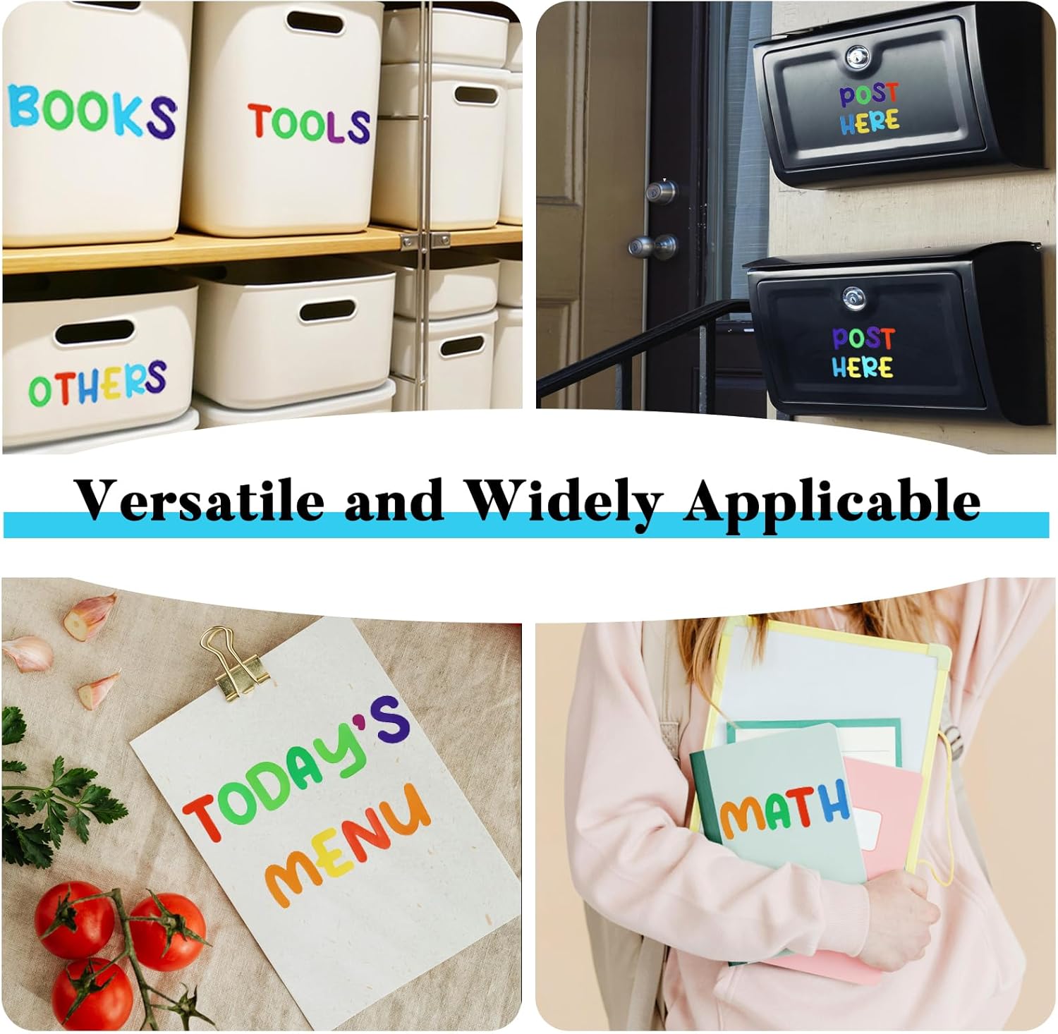 452 Large Alphabet Number Stickers, 12 Sheets 2 Inch Self-Adhesive Vinyl Letters Sticker Decals for Mailbox, Doors, Trucks, Classroom Decor and Outdoors, Colorful