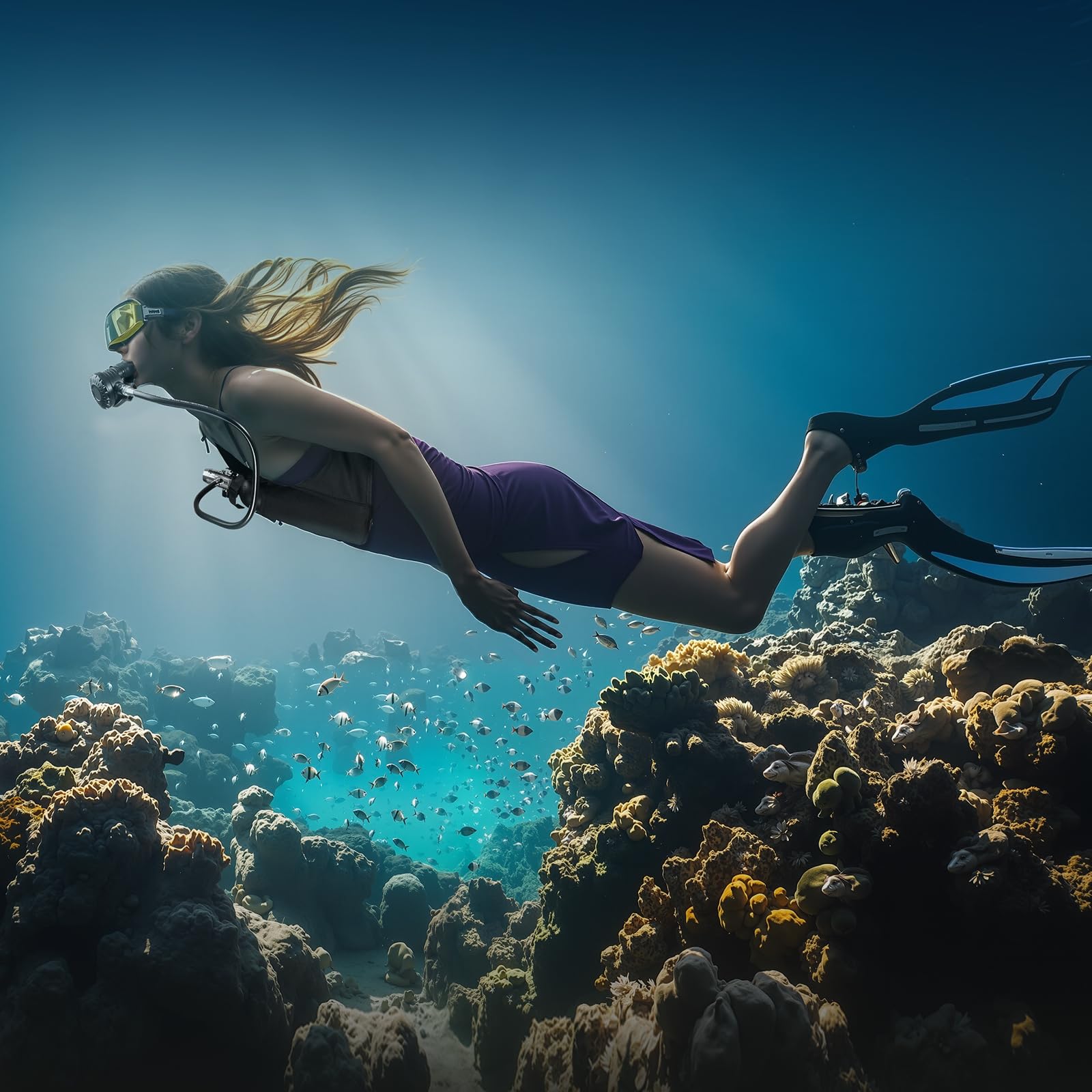 VEVOR Bombola Subacquea Portatile, capacità del Cilindro 1 L Bombola di Ossigeno per Immersioni, Supporta 15 a 20 Minuti di Respirazione Subacquea, profondità di Immersione 30 m con Pompa, Nero