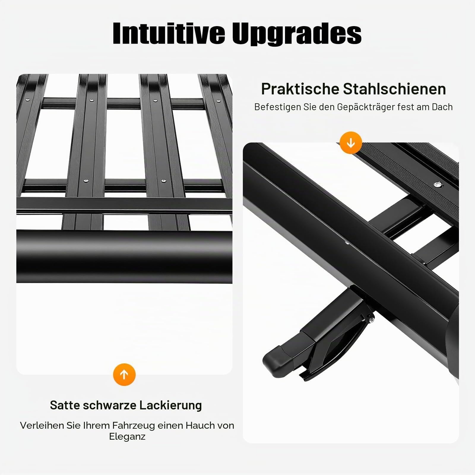 Dachgepäckträger Universal Dachkorb Auto Dachkorb Korb Aluminium Gepäckkorb Dachträger Schwarz Universal Korb Relingträger für Alle SUV-Modelle,127x91CM,Gewichtskapazität 68KG