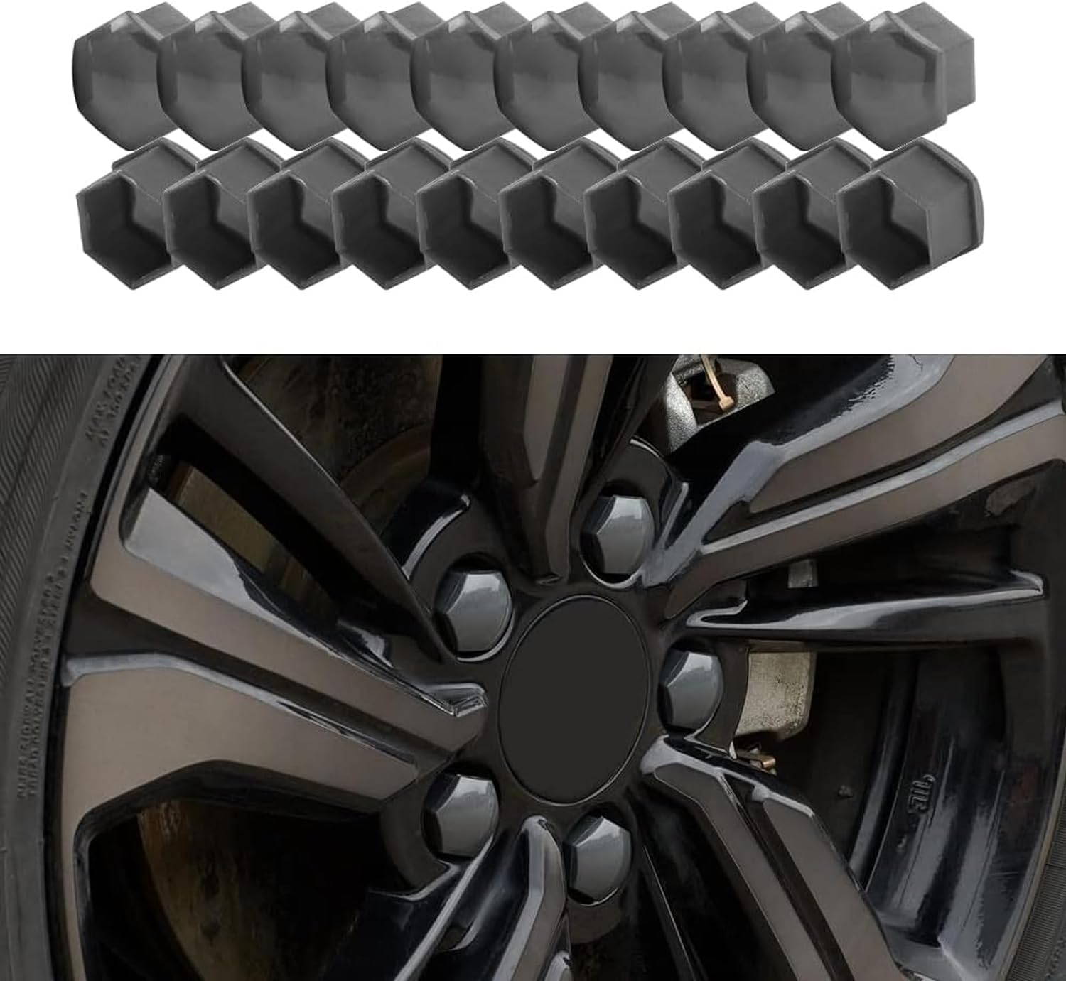 20 Cache-écrous De Roue Pour Volvo V40 Cross Country 2016-2020 - Plastique Haute Qualité - 21mm - Noir - Antivol - 7