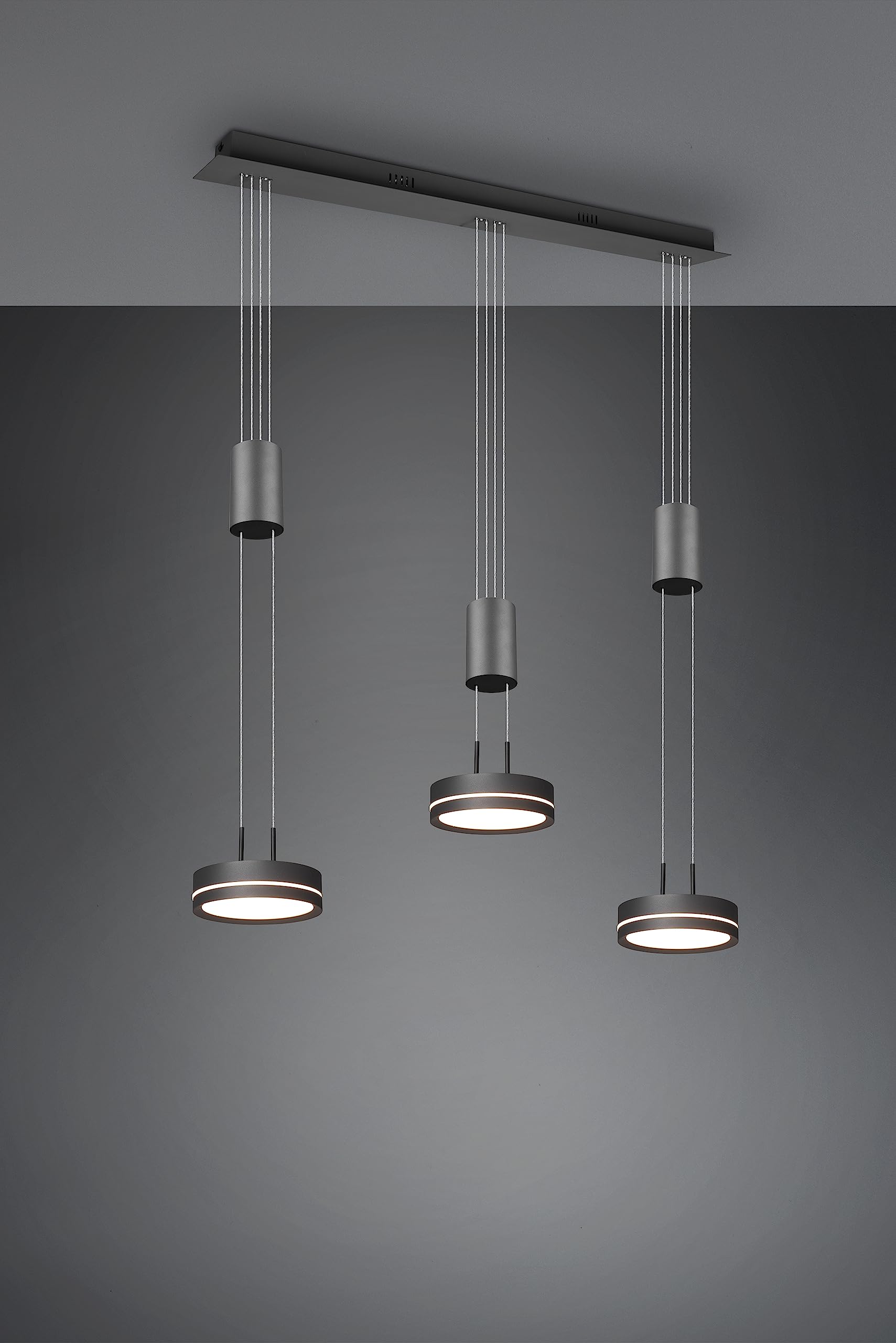 Trio Leuchten LED Pendelleuchte Franklin 326510342, Metall Anthrazit, inkl. 2x 9 Watt LED, Switch Dimmer