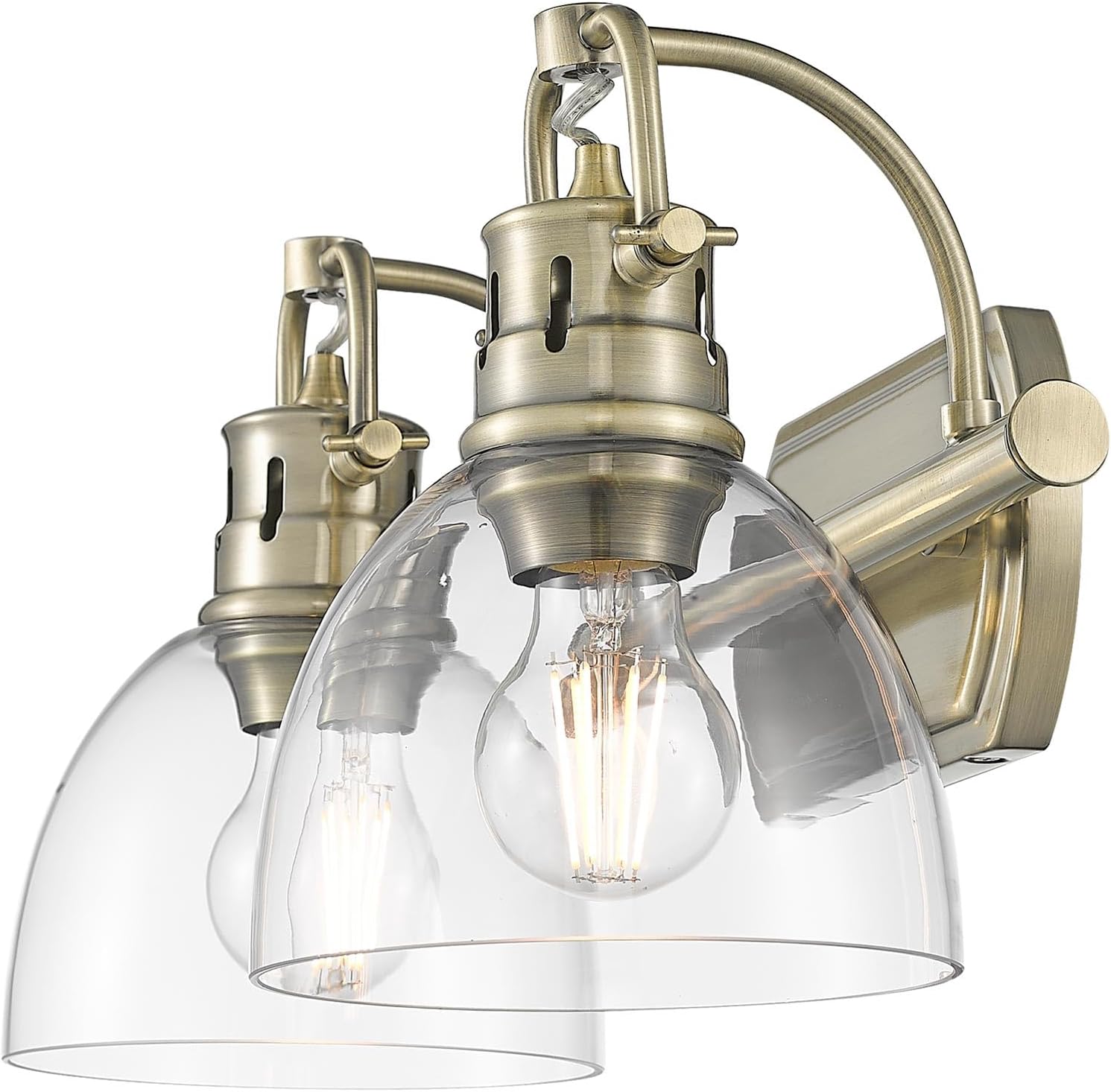 Duncan 2-Light Bath Vanity in Aged Brass with Clear Glass