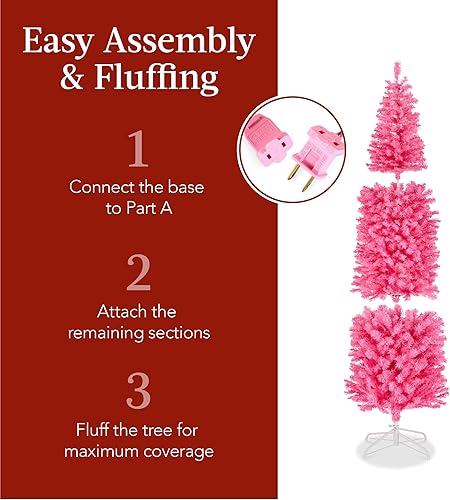 Miniatura 13 de Best Choice Products Árbol de Navidad blanco preiluminado, decoración artificial delgada de 6 pies con luces blancas incandescentes, árbol delgado