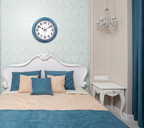 Miniatura 5 de JENLYSTIME Reloj de pared retro de 12 pulgadas, silencioso, sin tictac, funciona con pilas, fácil de leer, relojes de pared para decorar dormitorio,