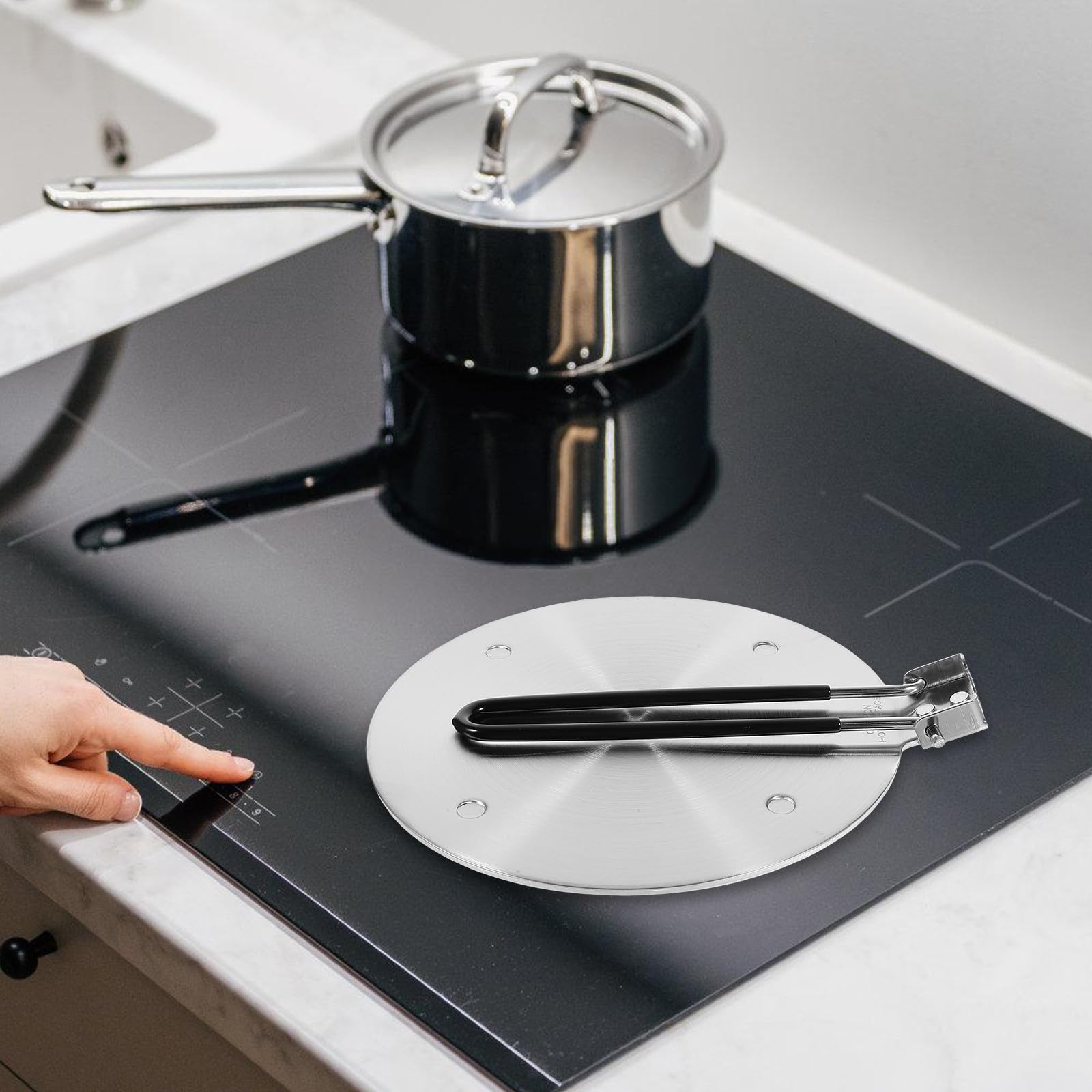 Healifty Difusor de Calor para Inducción Inoxidable Placa de Conducción Térmica Plegable y Gruesa Adaptador para Estufas de Gas y Cocina Eléctrica para Cafeteras y Utensilios