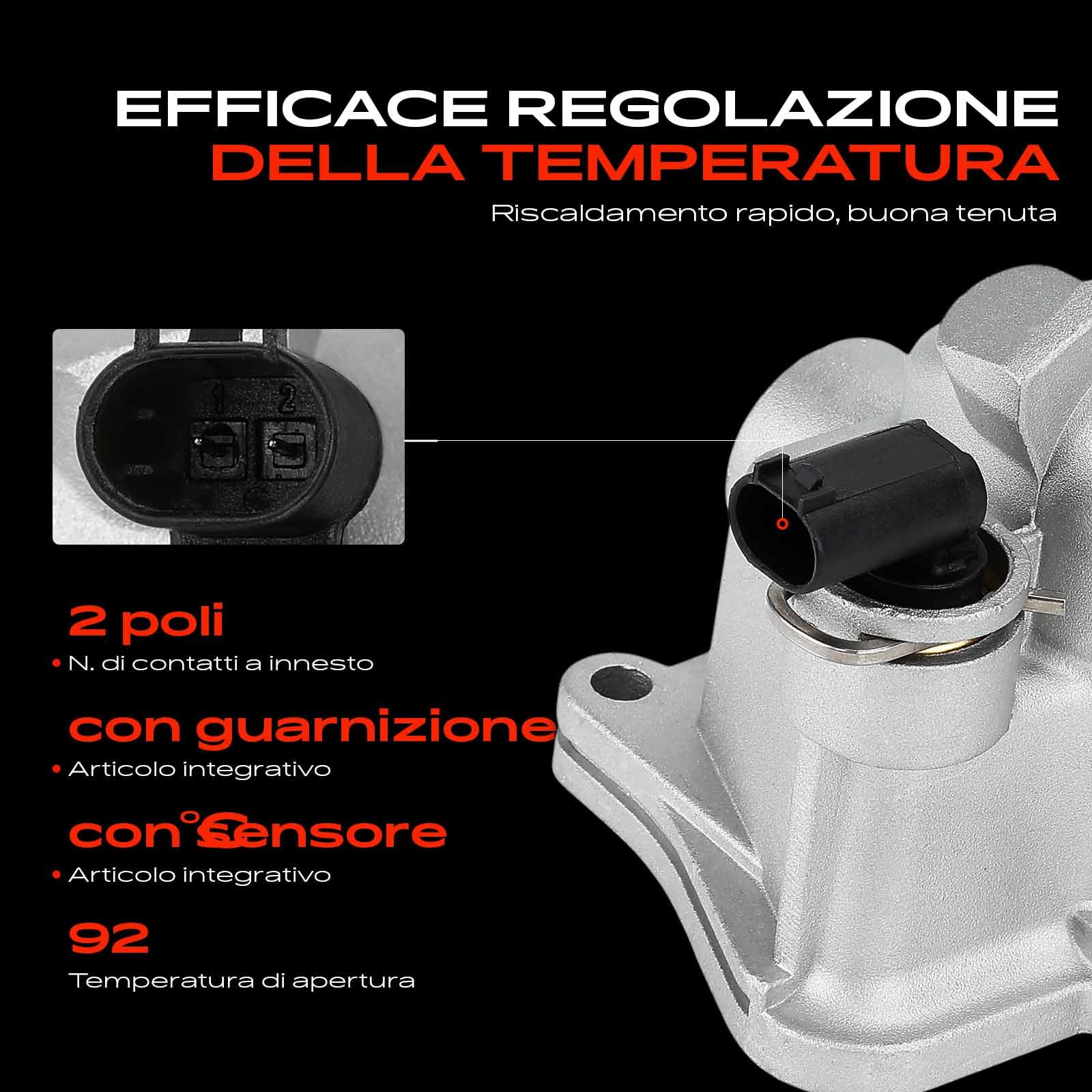 Frankberg Termostato del liquido di raffreddamento 92°C a 2 Poli | 6132000015, Compatibile con: Classe C Modello T S203, Classe E, modello T, S210, CLK C209, Classe E W210, Classe CLC CL203