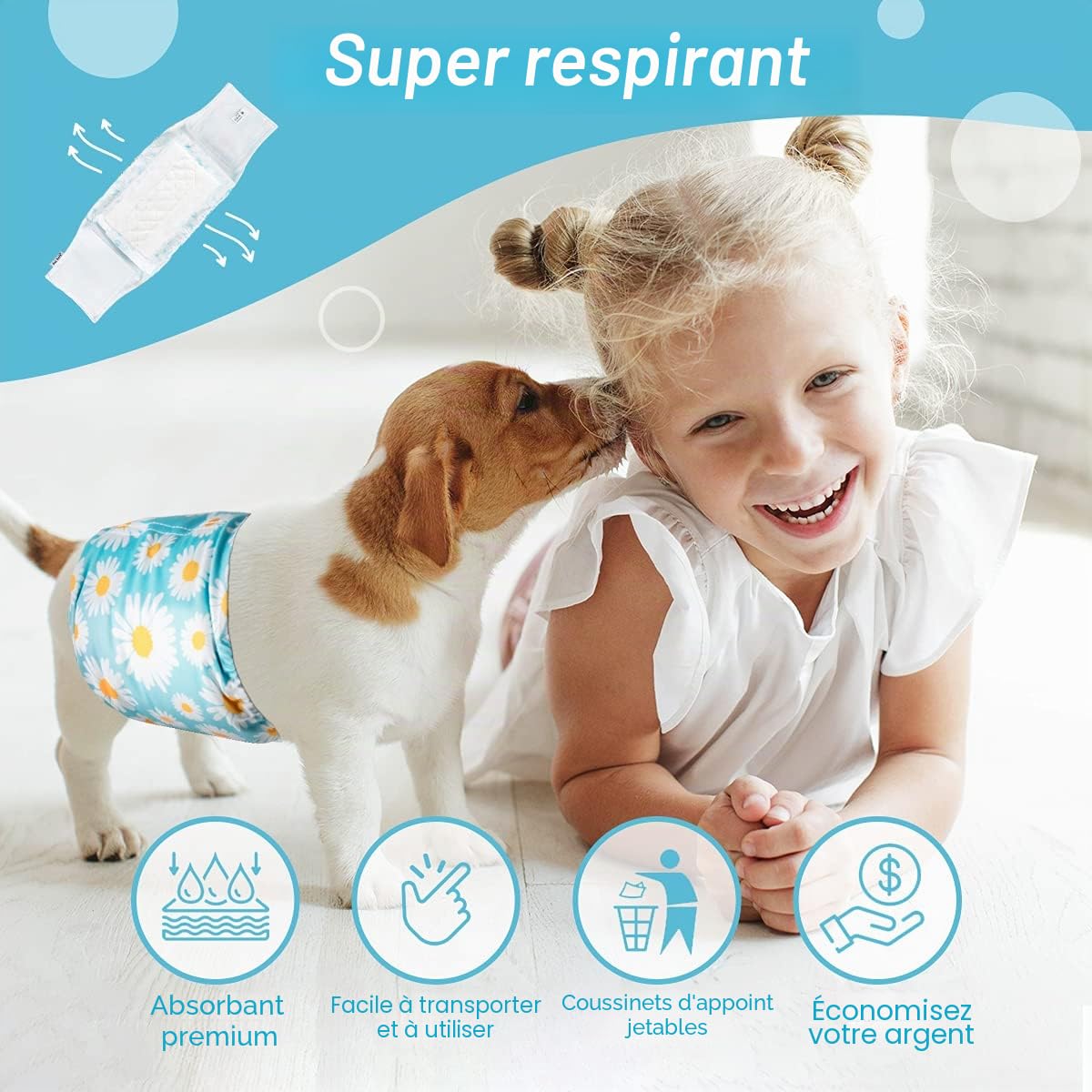 Pet Soft Lot de 100 doublures de Couches jetables pour Chiens mâles et Femelles avec Protection latérale Anti-Fuite, Inserts absorbants pour Couches pour Chiens (S-100)