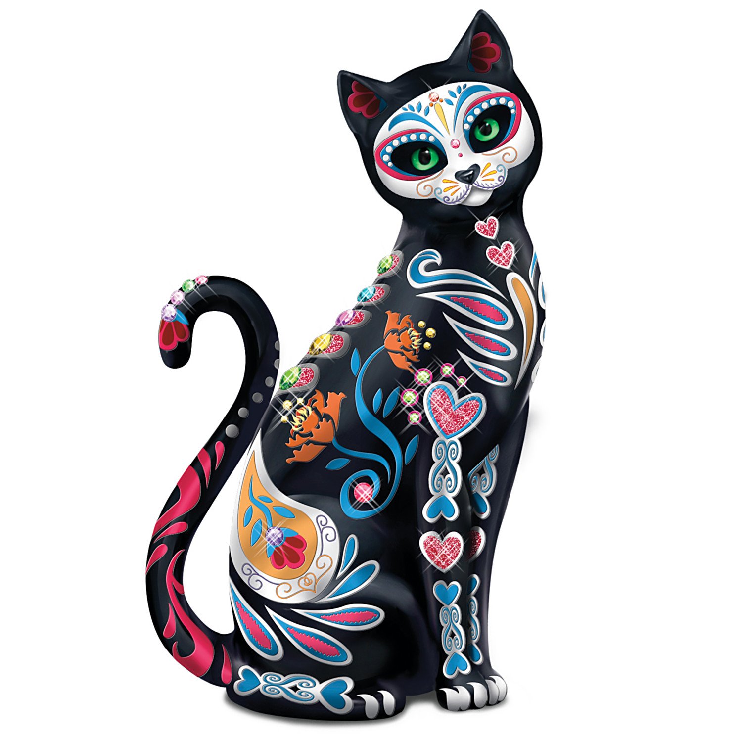 The Hamilton Collection Blake Jensen Mexican Sugar Skull Art Cat Figurine: Hamilton Collection
