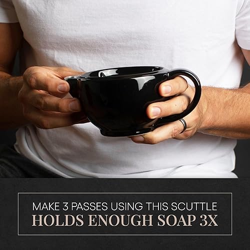 Miniatura 16 de Silver Fox Shaving Scuttle - Tazón con afeitadora, jabón, cepillo, taza de acero inoxidable, mantiene la espuma caliente y cremosa, afeitado