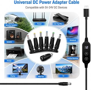 USB-C to DC Adapter 60W PD 5V-20V Multi-Voltage Laptop Charger Cable