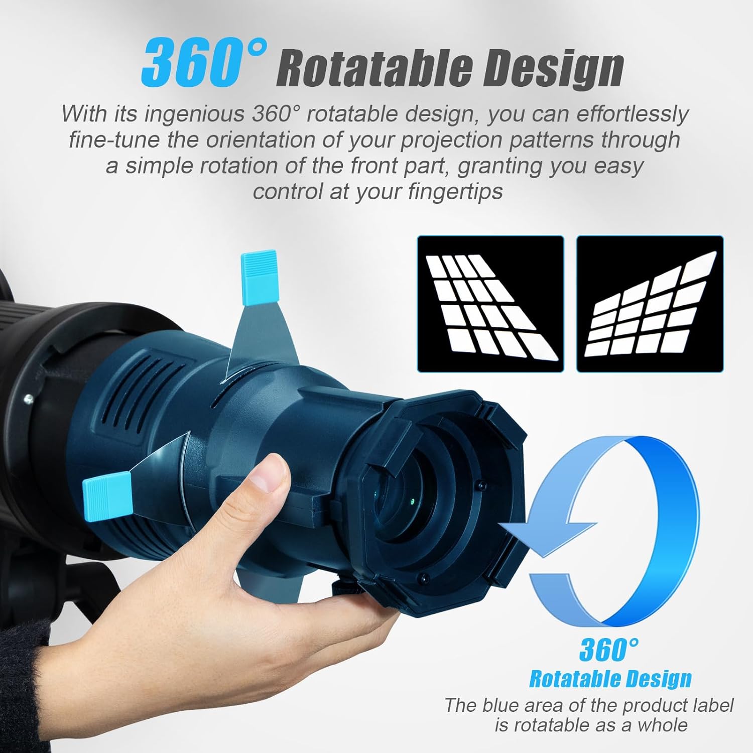 Bowens Mount Spotlight Conical Optical Snoot kit, Photography Lighting Accessory with 20 Gobos & 4 Color Filters, 360° Rotatable, Compatible for Aputure Amaran Godox Neewer LED Video Speedlite Light