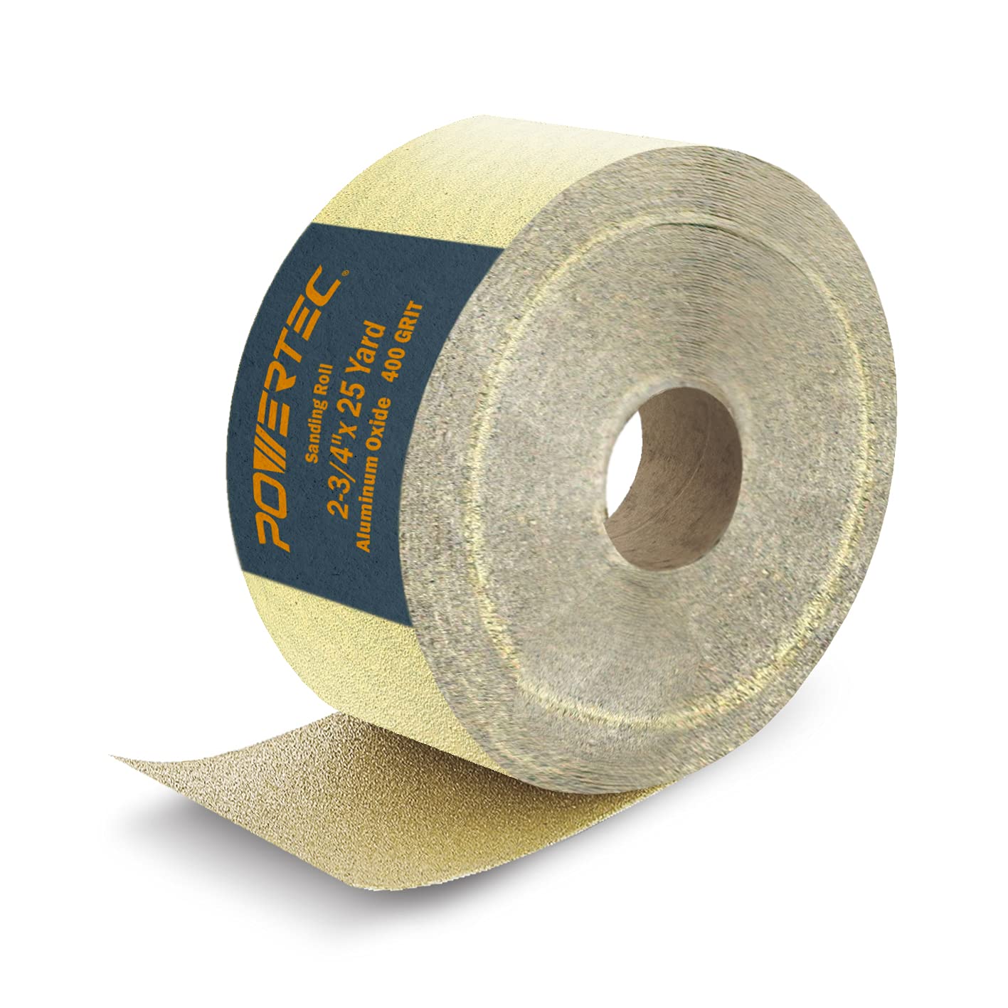 POWERTEC 4RA1140 Longboard Continuous Roll 2-3/4” by 25 Yard Sanding Paper, Gold 400 Grit Aluminum Oxide Abrasive Adhesive Backed Sandpaper for Woodworking