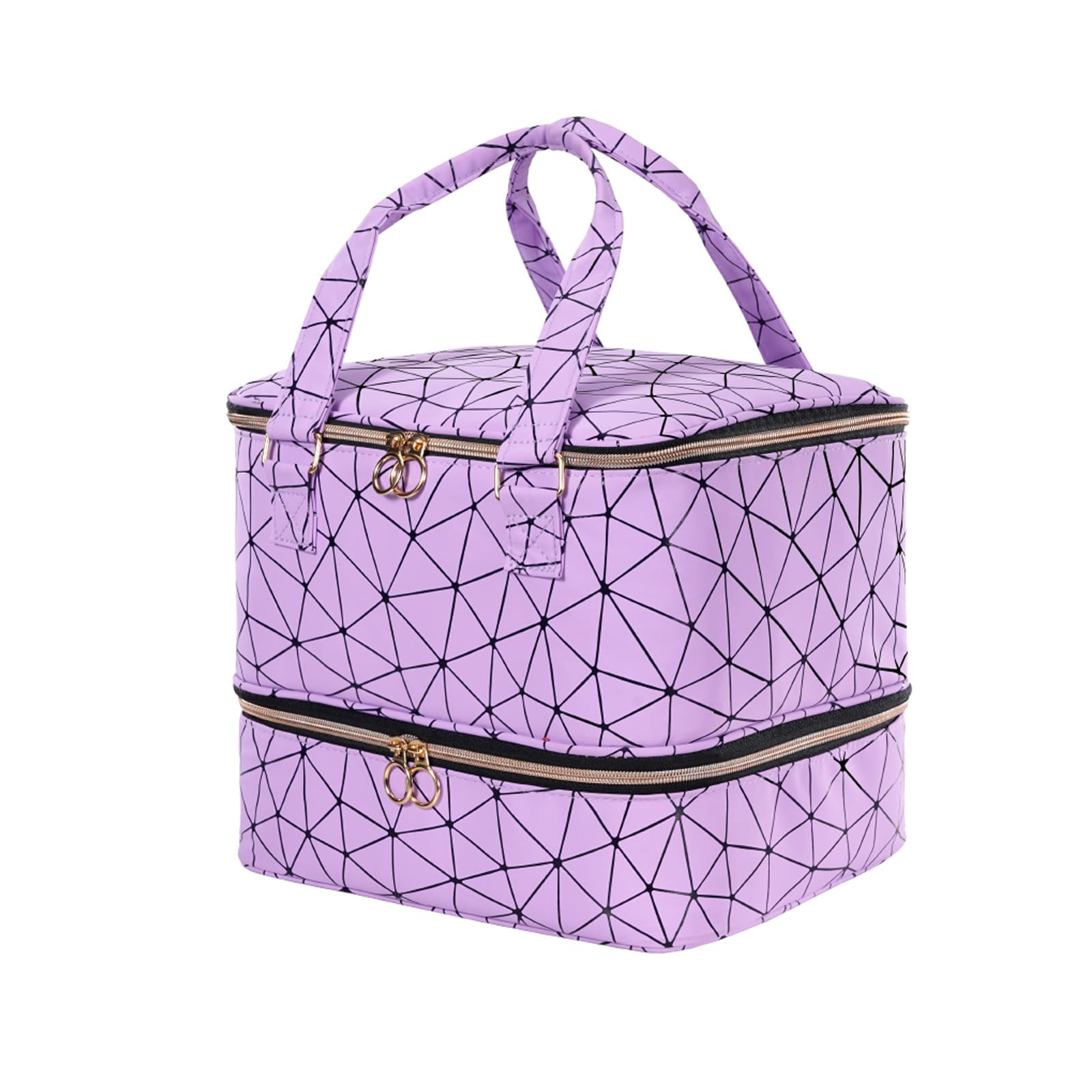 Uross Organizador de esmalte de uñas para 42 botellas de esmalte de uñas y 1 lámpara LED para uñas, bolsa de almacenamiento para decoración de uñas, accesorios (morado)