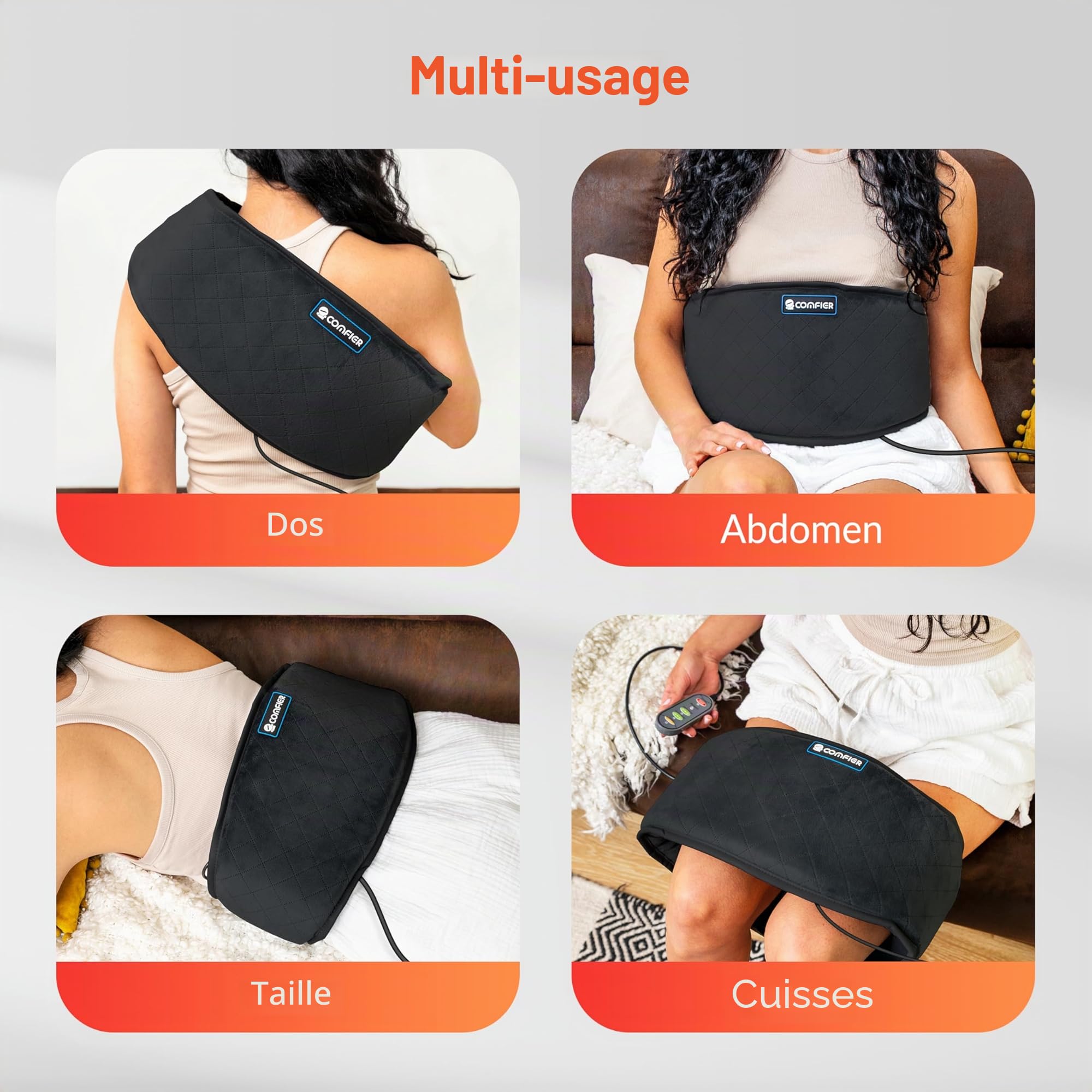 Comfier Ceinture Lombaire Chauffante avec Massage - Coussin Chauffant pour les maux de Dos, Ceinture Massante Chauffante par vibration avec arrêt automatique, Cadeau Homme/Femme/Parents…