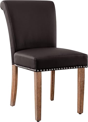 Miniatura 1 de SUBRTEX Juego de 2 sillas de comedor Parson de cuero, modernas sillas laterales de cocina de alta gama para cocina, restaurante y sala de estar,