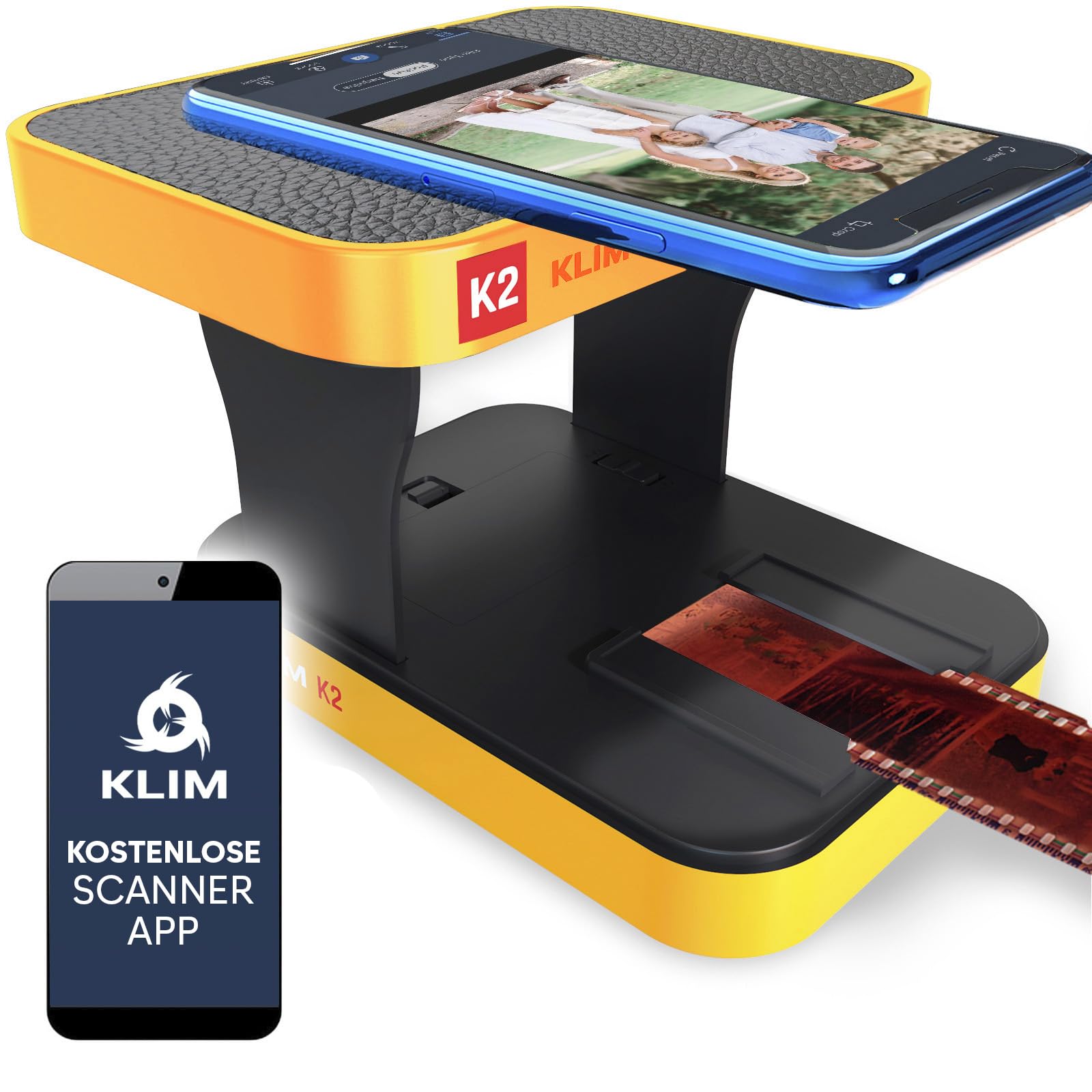 KLIM K2 Mobile Film Scanner 35mm + NEU + Positiv- & Negativ- Dia Scanner + Fotoscanner zum digitalisieren + Diascanner + Deine eigene Entwicklungsstation zu Hause + Dias selbst digitalisieren - Orange