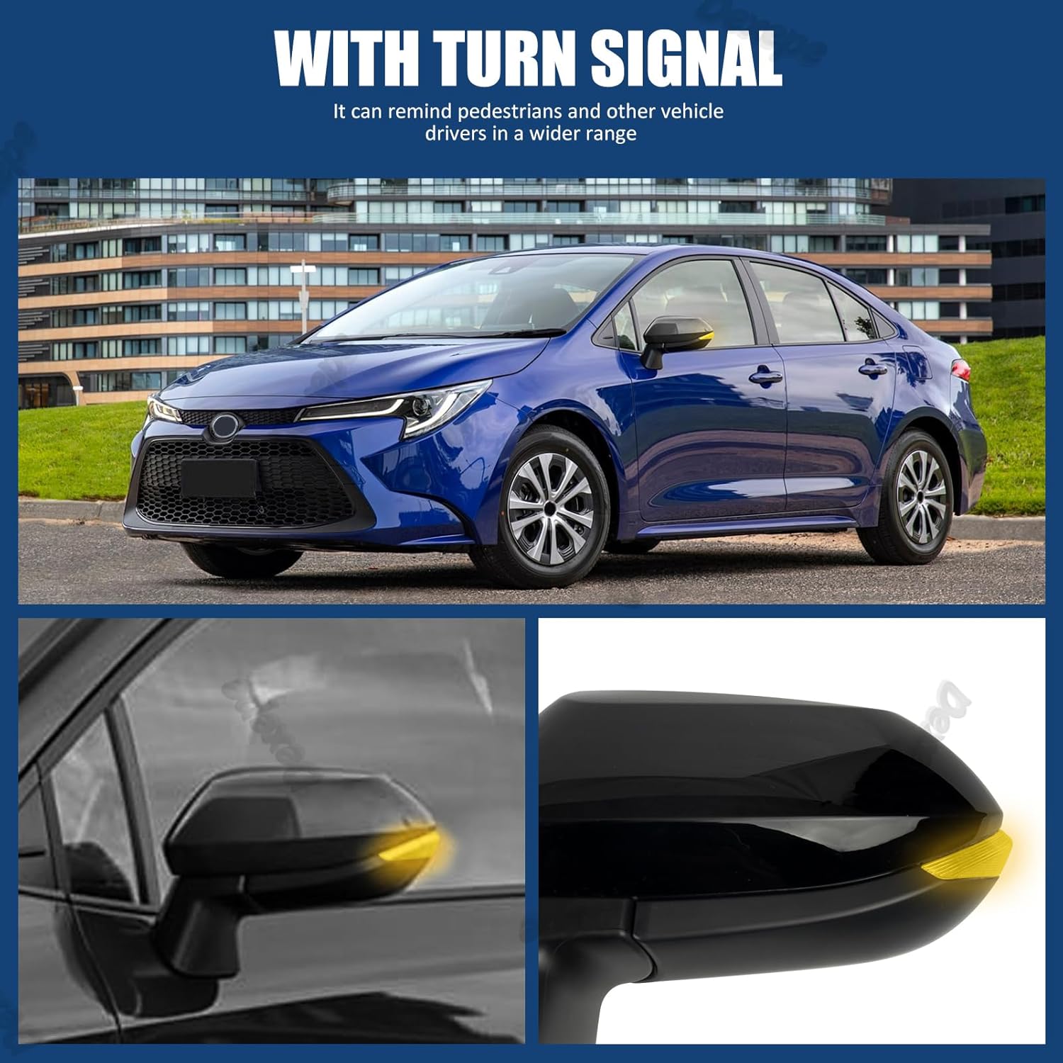 Driver Side Mirror Assembly Compatible with Toyota Corolla 2020-2025 Heated with Turn Signal, Power Adjustable Glass Replace 8794012G00, TO1320394, 8794002926 Black (6Pin Left)