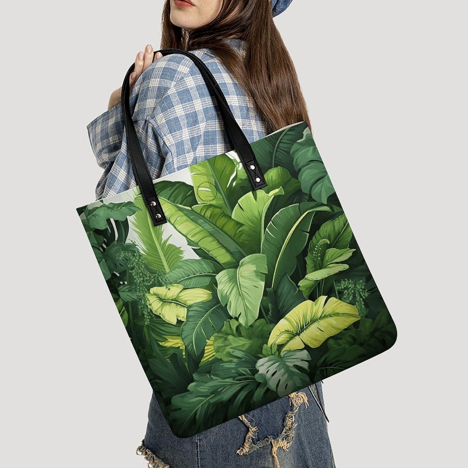 Cute Banana Leaves Handbags Large Capacity, Tote Bag Stylish Slouchy, Shoulder Bags for Work Beach Travel And Shopping Grocery.