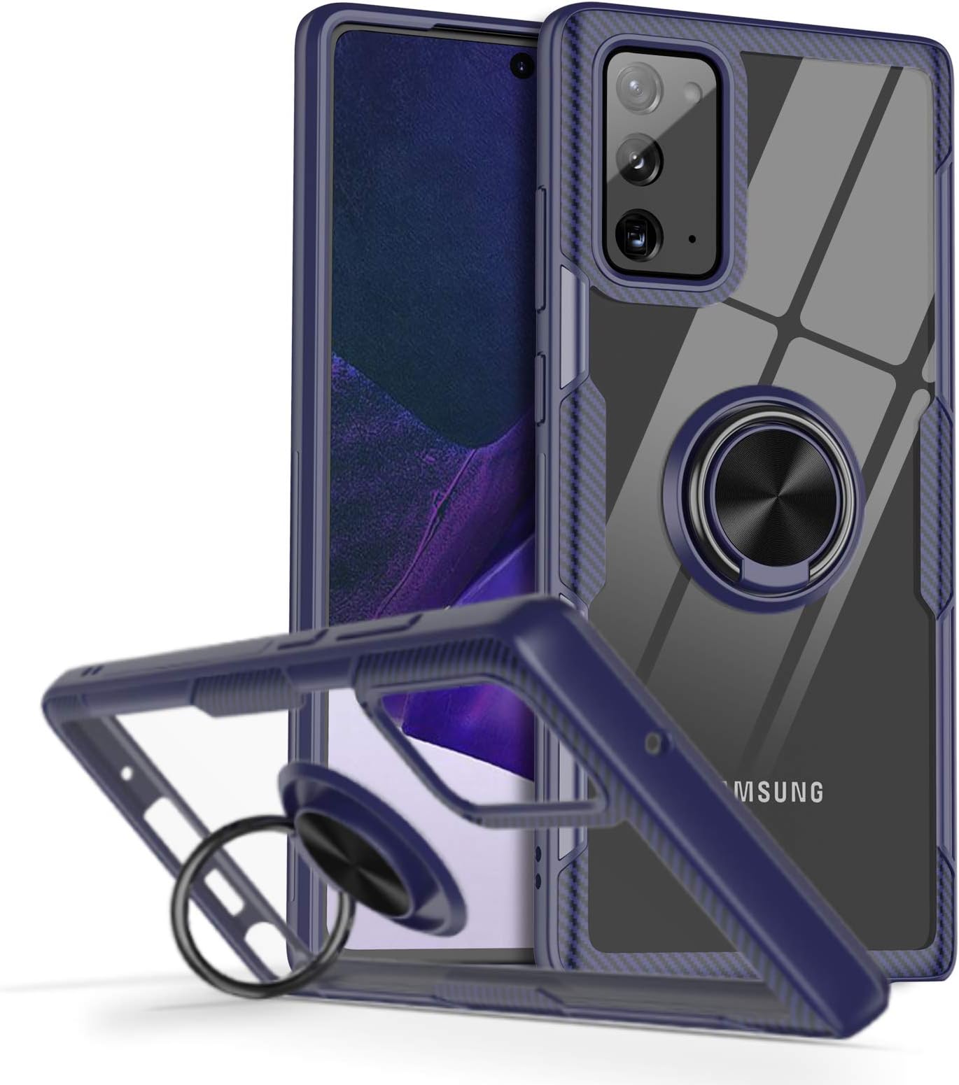 OJBK Designed for Samsung Galaxy Note 20 6.7 inch Case with Ring, Carbon Fiber Clear Series Shockproof Slim Protective Cover Case for Samsung Galaxy Note 20