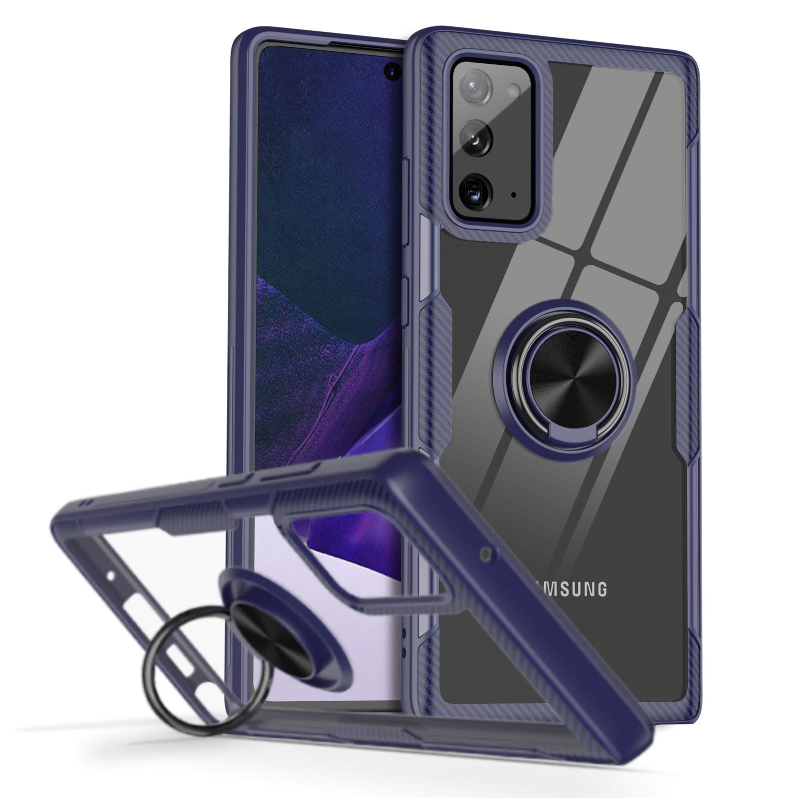 OJBK Designed for Samsung Galaxy Note 20 6.7 inch Case with Ring, Carbon Fiber Clear Series Shockproof Slim Protective Cover Case for Samsung Galaxy Note 20