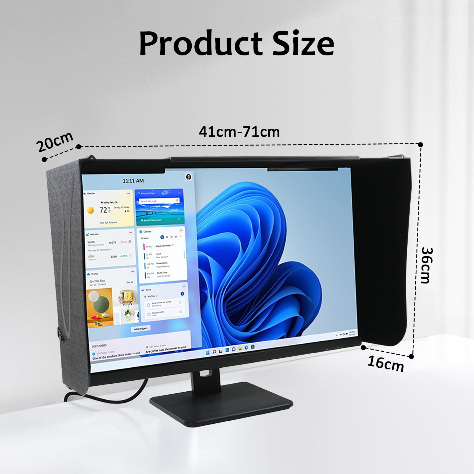 Parasole Per Monitor Per Computer, Schermo Da 17-27 Pollici (Regolabile Da 41 A 71 Cm), Parasole Per Computer Per Telaio Esterno Del Monitor, Antiriflesso E Anti-Peep