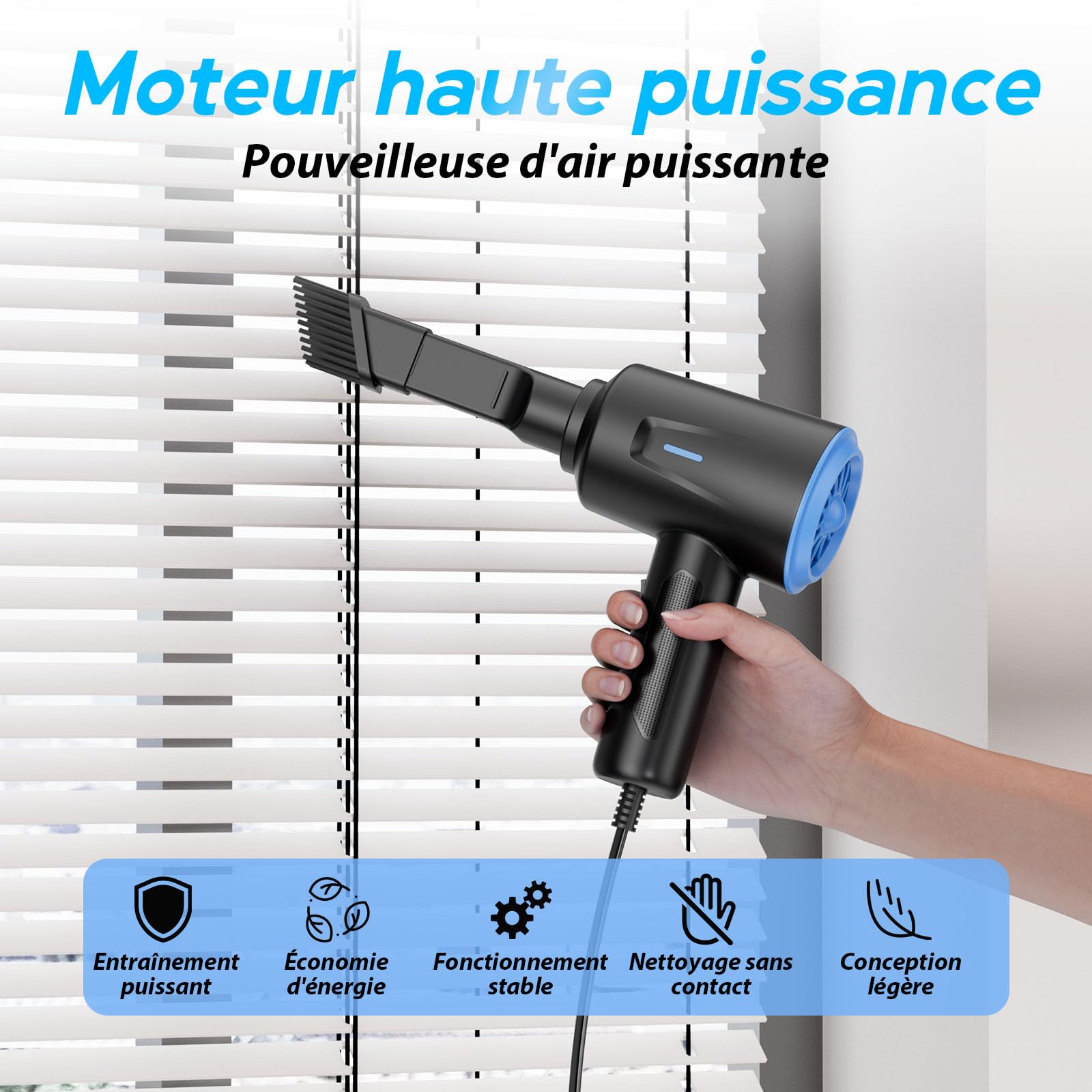 Souffleur Air Comprimé - Souffleur PC - 500W/5.74 oz - Dépoussiérant pour Clavier - Voiture - Canapé - Plus Vert
