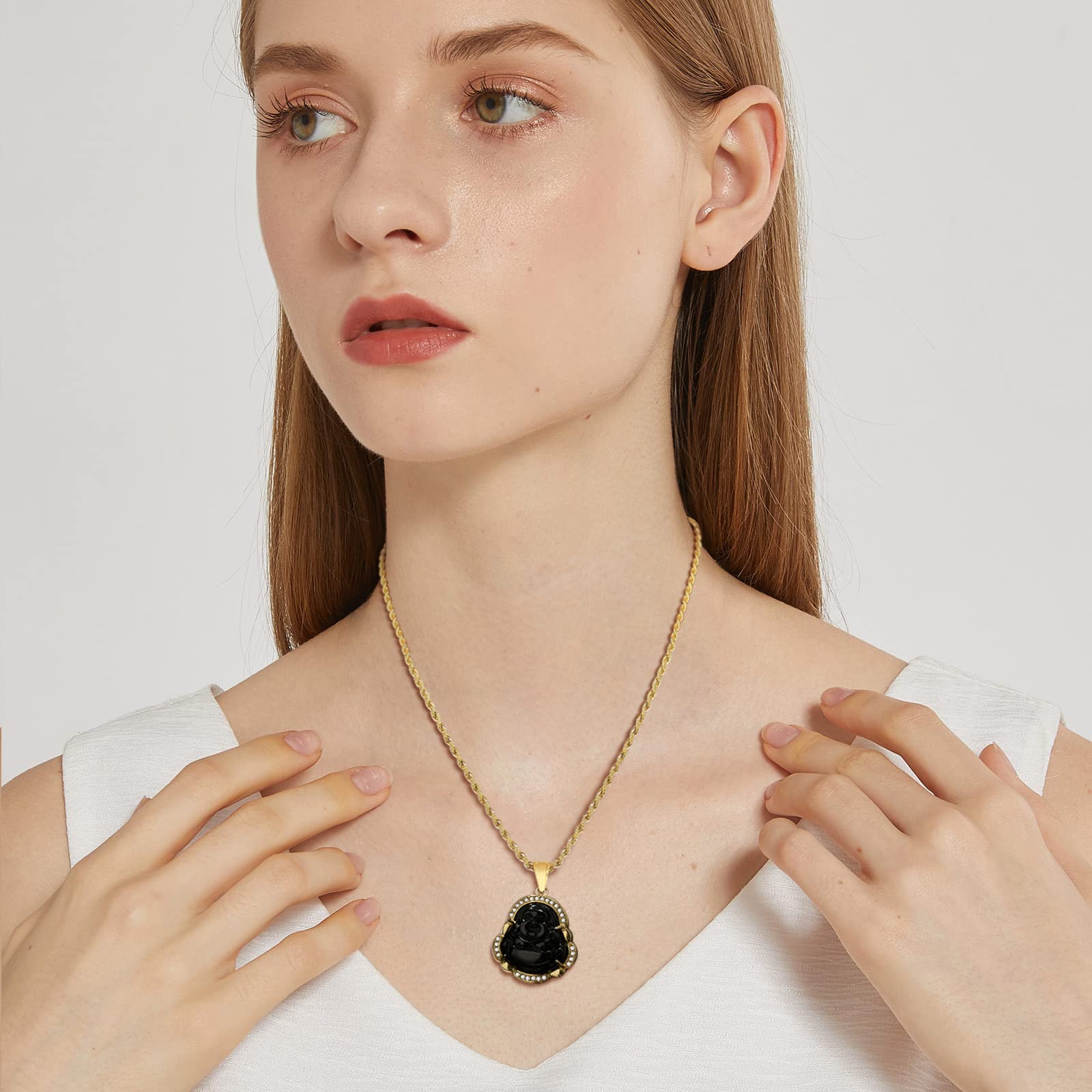 Amazon.co.jp: Laughing Buddha ペンダントネックレス 金メッキ