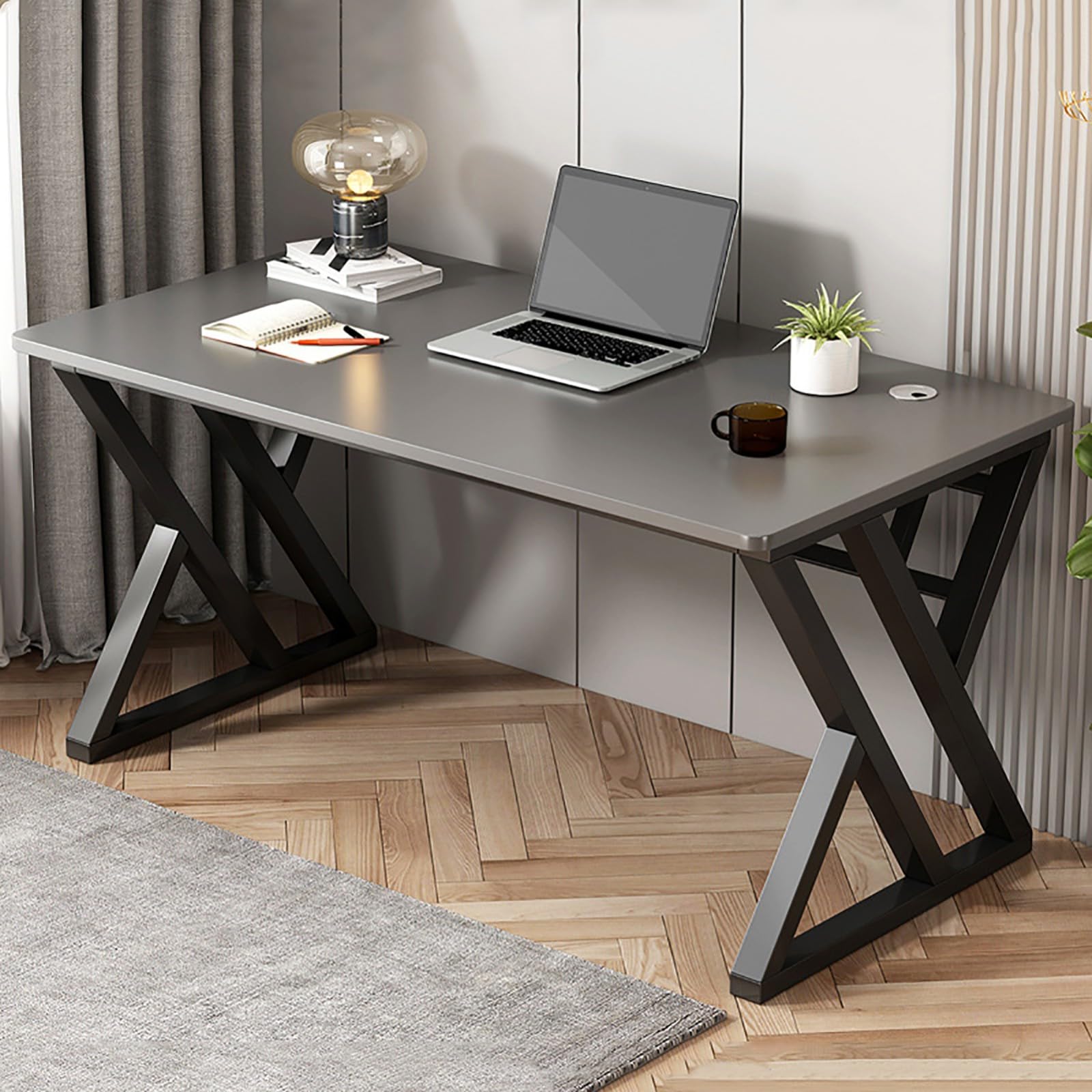 Scrivania moderna per computer, postazione di lavoro per PC, scrivania da gioco versatile per piccoli spazi, design ad angolo, compatta, 140 x 75 x 60 cm, ideale per casa, ufficio e configurazione di
