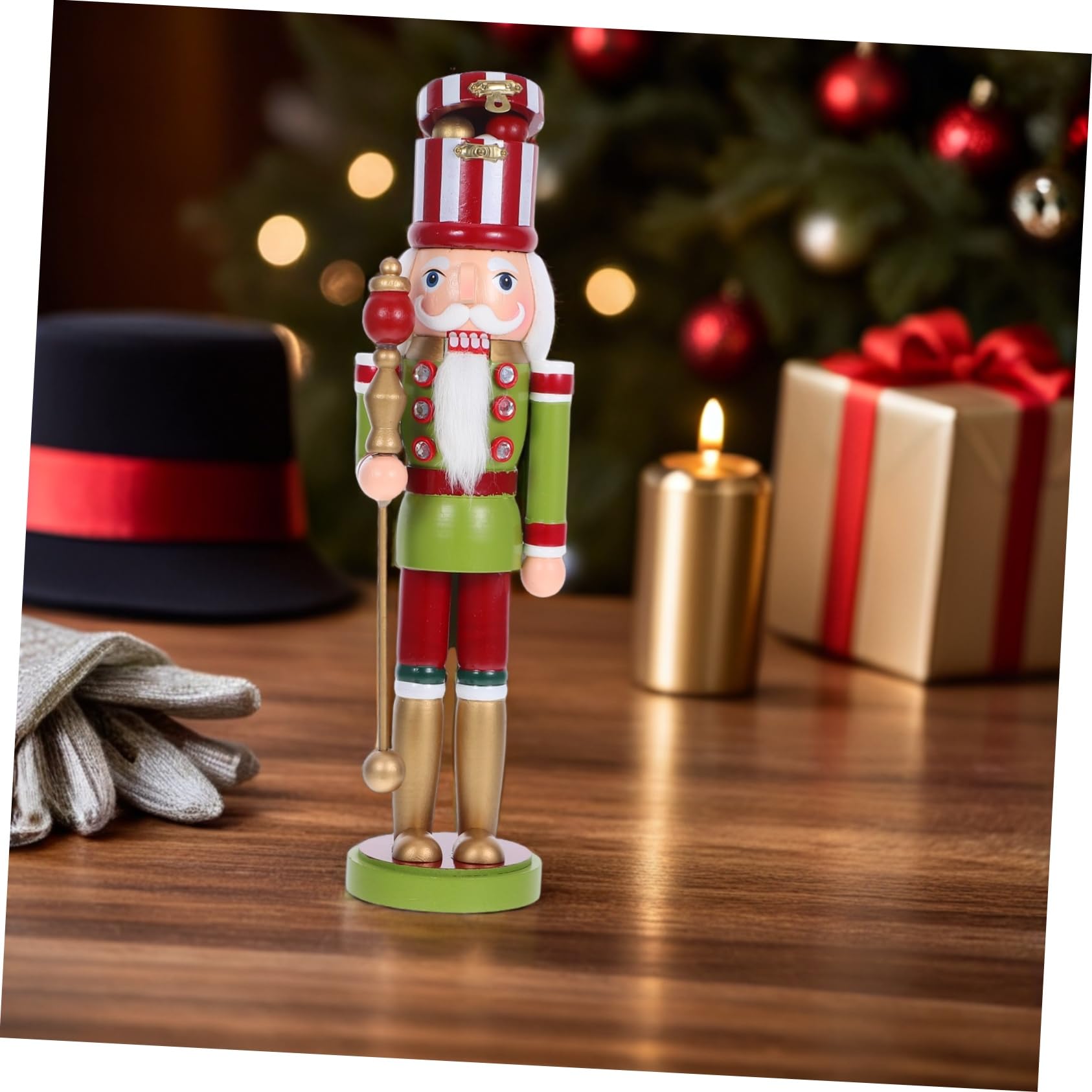 STOBAZA Nussknacker-Soldat als Holzfigur für Tischdeko Traditionelle Weihnachtsdekoration für Fensterbrett oder Kaminsims Handgefertigte Nussknackerfigur für Festliche Stimmung