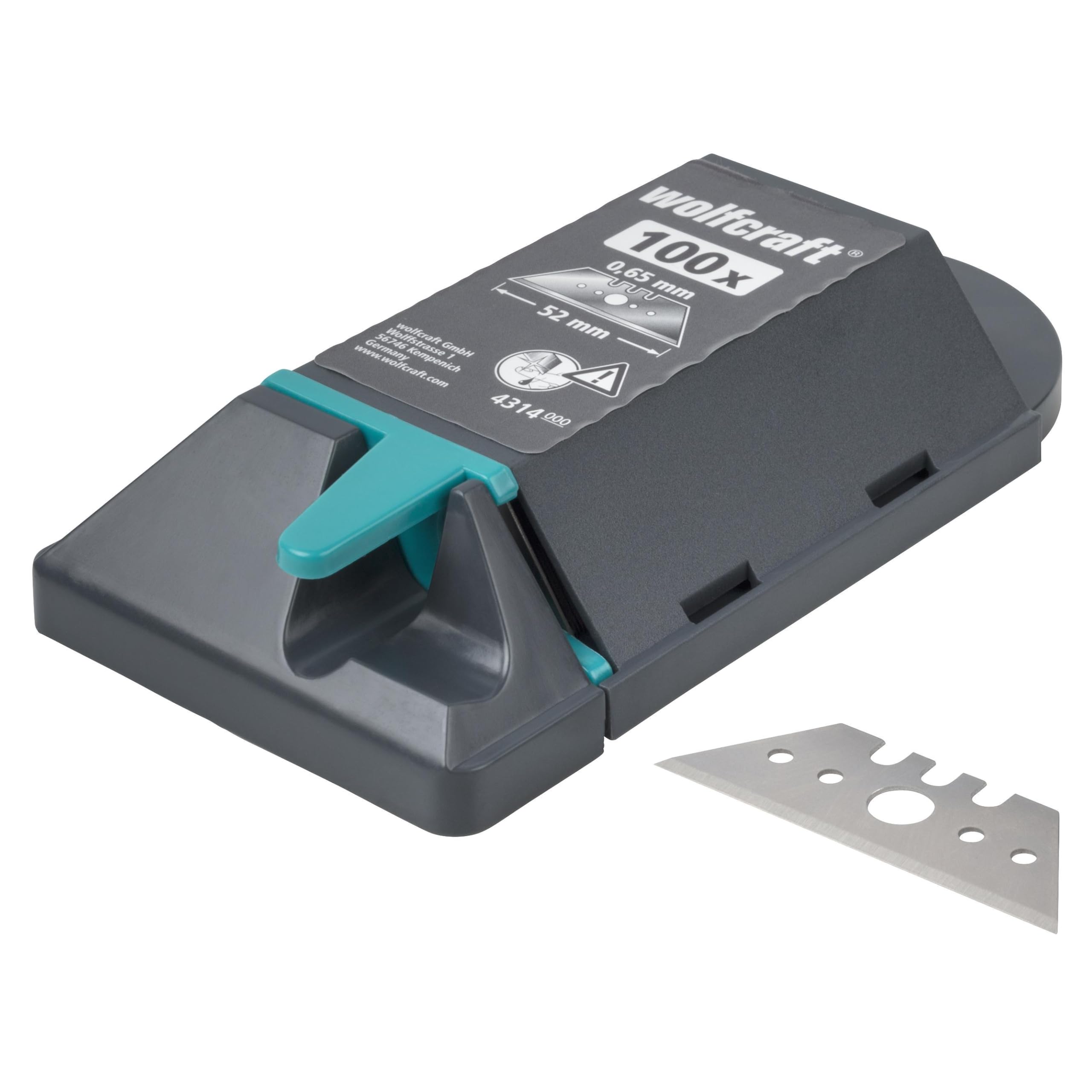 wolfcraft 100 Profi-Trapezklingen 0,65 x 52 mm in Spenderbox I 4314000 I Ersatzklingen