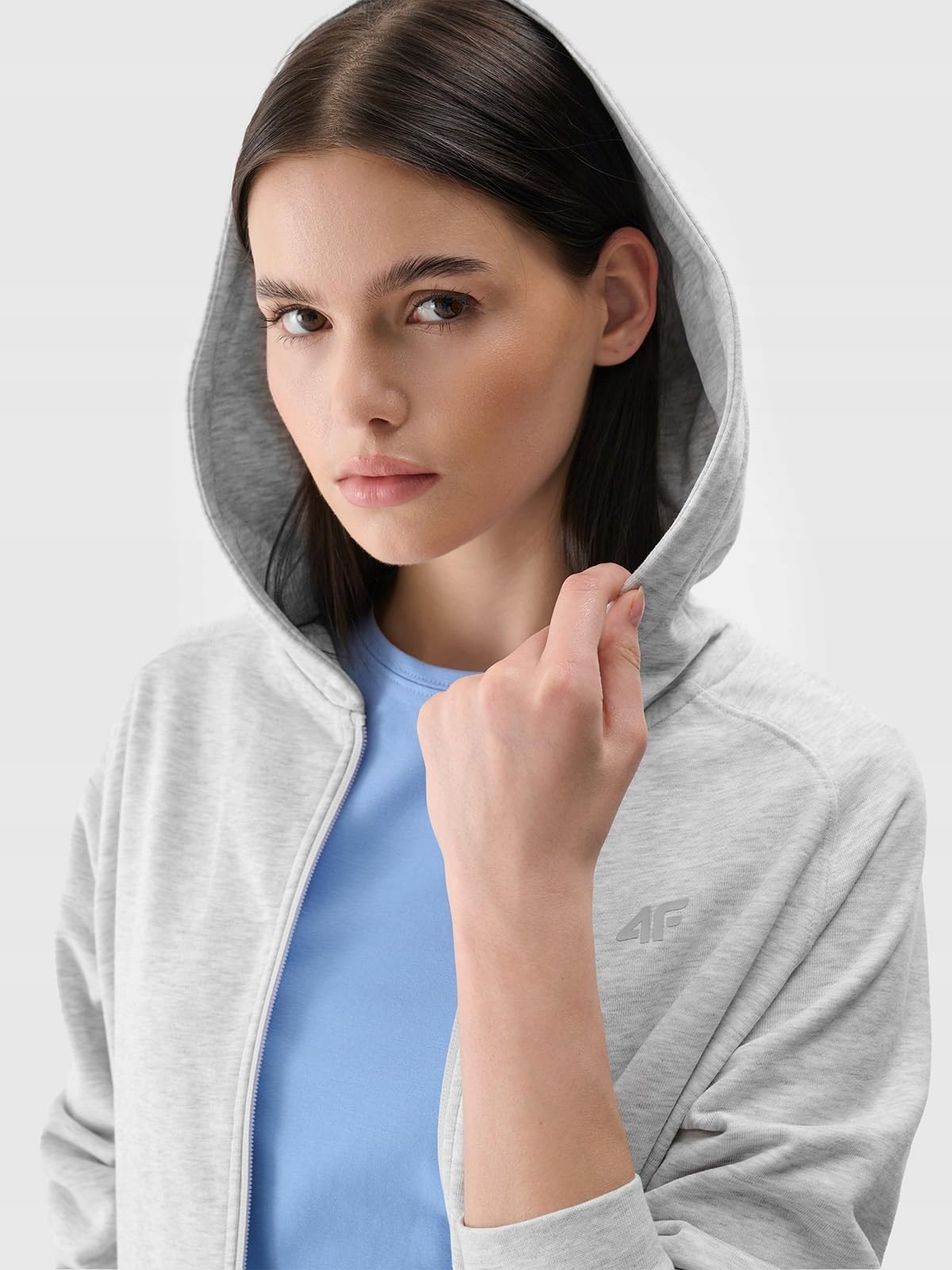 4F Bluza dresowa rozpinana z kapturem damska