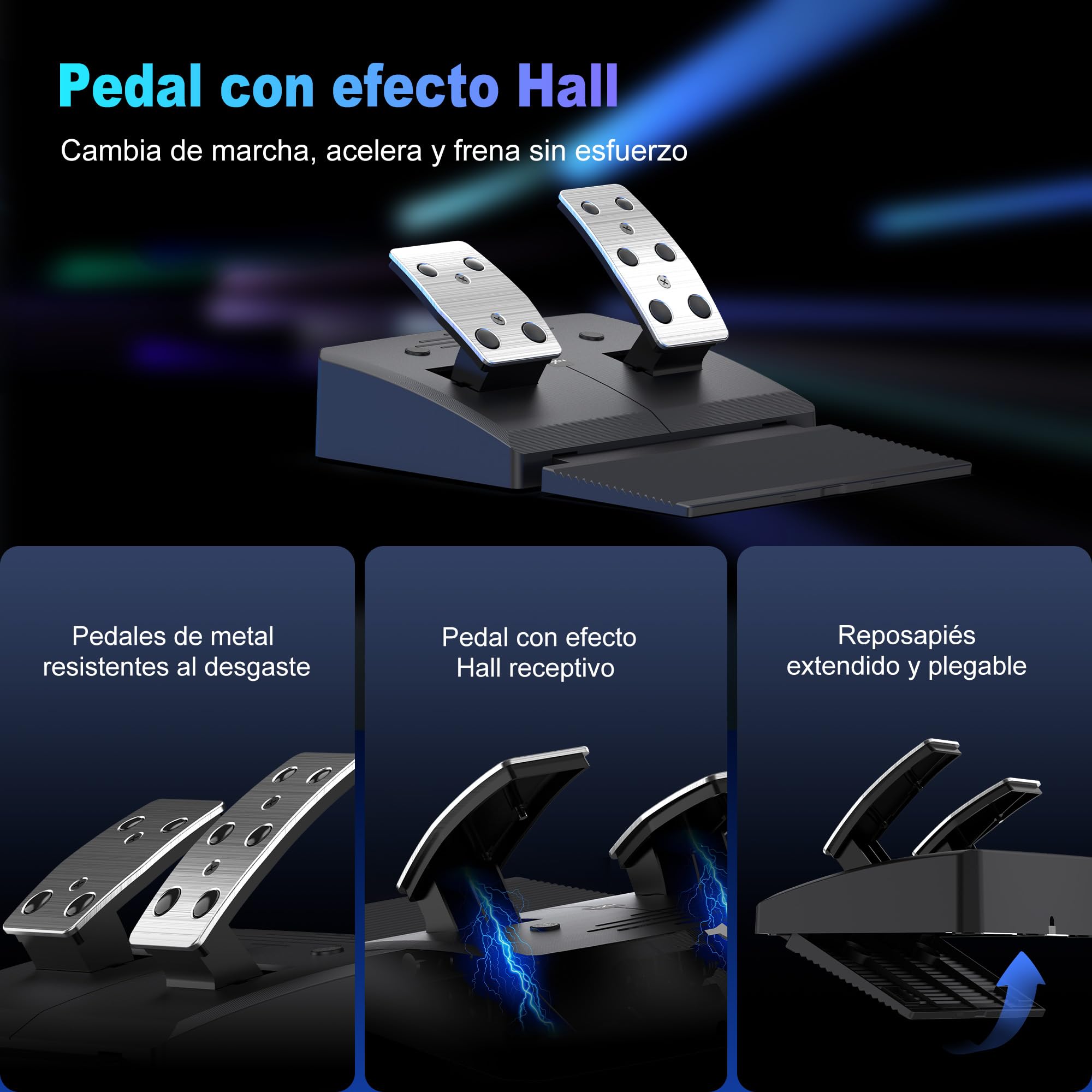 PXN V900 Gen2 Volante con Pedali, Volante da Corsa 270°/900° con Feedback di Vibrazione, Pedali Hall – Volante Gaming per PC Windows, PS4, PS3, Xbox e Switch