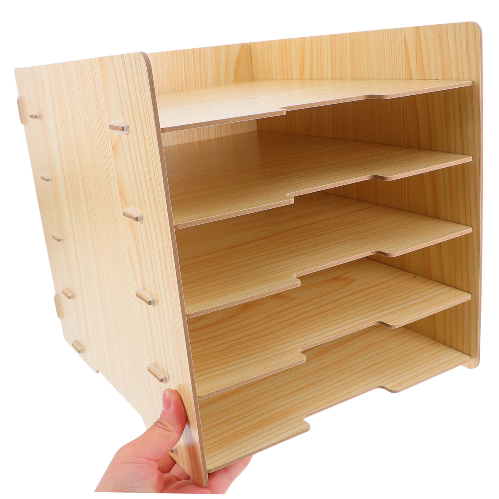 Organiseur de Courrier pour Bureau en Bois Multi-niveaux Khaki