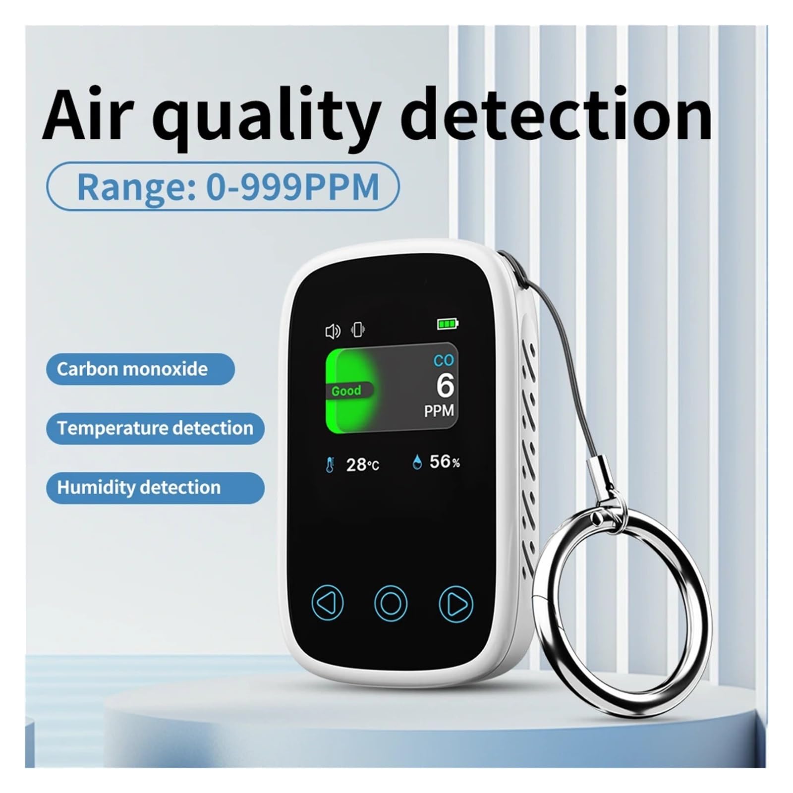 Monitor de co2, Medidor de Calidad del Aire 3 en 1, medidor CO2, Temperatura y Humedad, Sensor con Pantalla LCD, Detector dióxido Carbono monóxido Alarma Voz para el hogar(CO Orange)