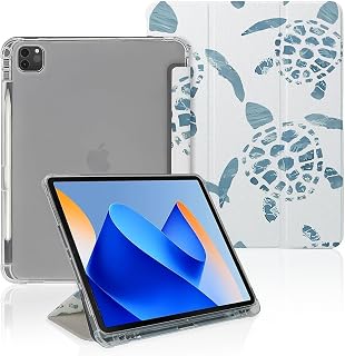 Green Sea Turtles Case Compatible with iPad 9th 8th 7th Generation 10.9 Inch 2021/2019/2018,Funny Cover with Trifold Stand + Pencil Holder for Boys Girls,iPad Pro 11inch 2024