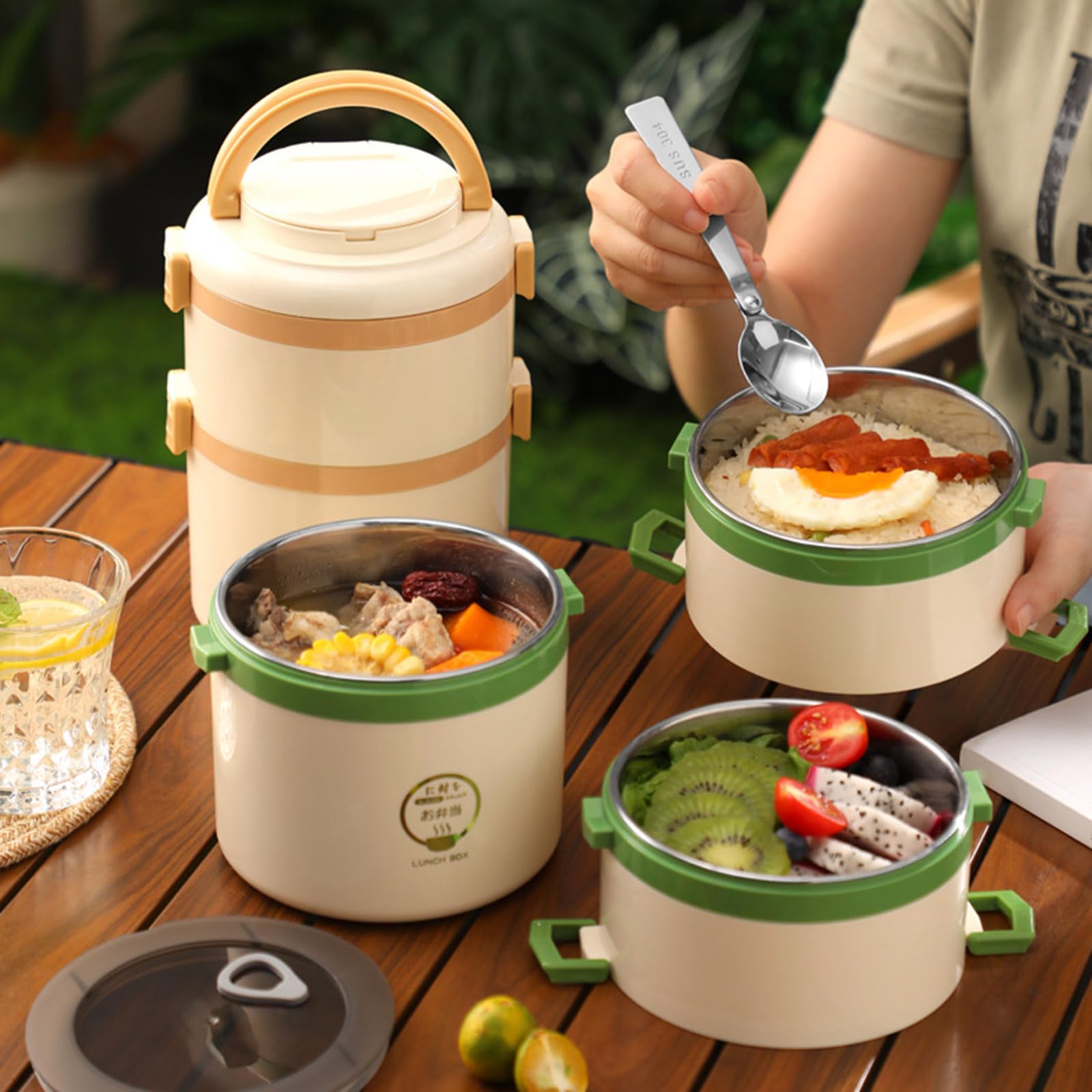 Lonchera de acero inoxidable 304 con aislamiento de doble capa, diseño a prueba de fugas, contenedor Bentos para uso escolar al aire libre, contenedor de almuerzo aislado