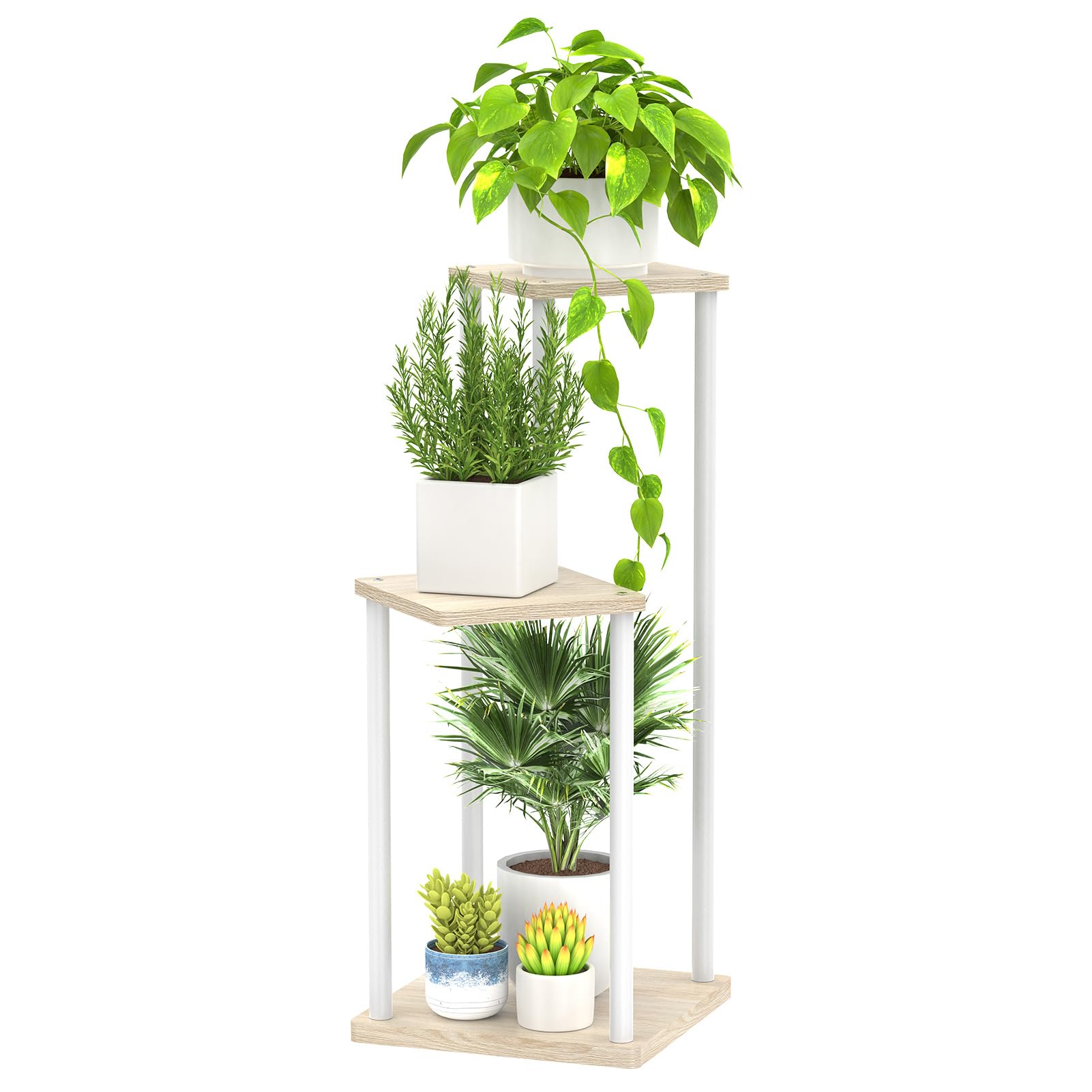 Amazon.co.jp: Oppro 3段 植物スタンド 屋内 屋外 メタル 木製