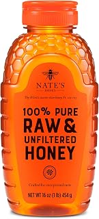 Nate's 100% Pure Raw & Unfiltered Honey, 16 oz Squeeze Bottle - Award-Winning Taste & Purity Guarantee