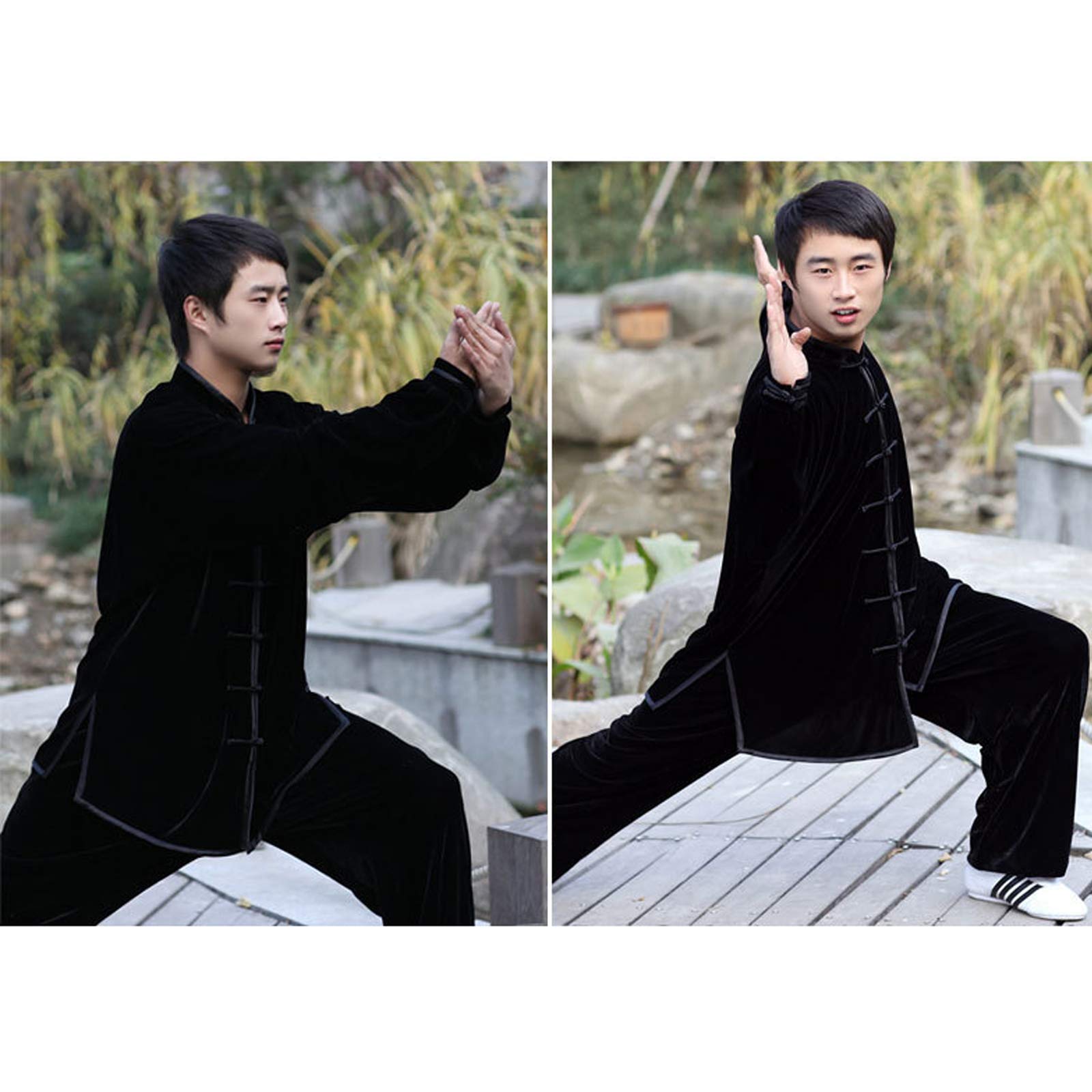 DYTWXG Traje de Tai Chi de Manga Larga de Terciopelo Dorado Uniforme de Ejercicio matutino Traje de Kung Fu, Adecuado para Unisex Judo Wing Chun Taekwondo (Color: Vino Tinto, Tamaño: M)