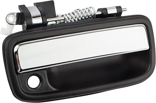 Miniatura 4 de BOXI 769MX - Manija de puerta exterior derecha derecha para Toyota Tacoma 1995-2004, bisel negro texturizado con palanca cromada con cerradura