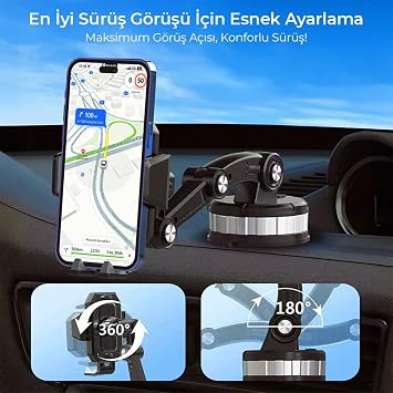 KingMa 360° Rotatable Vacuum Torpedo and In-Car Phone Holder for Glass