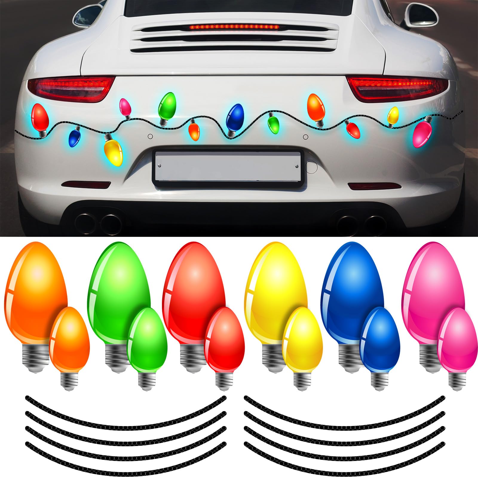 Imanes de Navidad para coche Blulu: calcomanías magnéticas reflectantes y luces para nevera