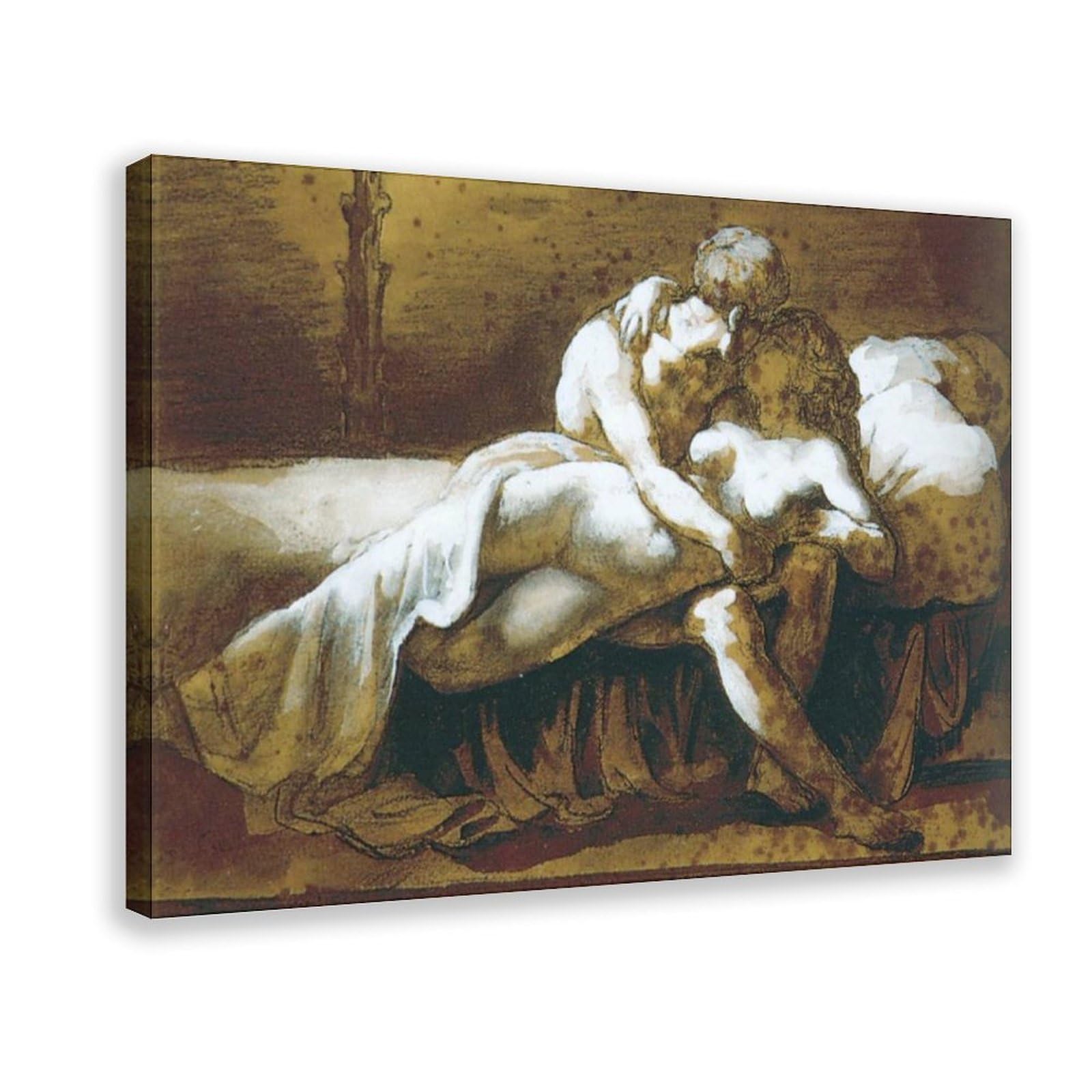 WCYB The Kiss by Théodore Géricault Posters Prints Canvas Deco Paintings Wall Art Frame 24" L X 36" W