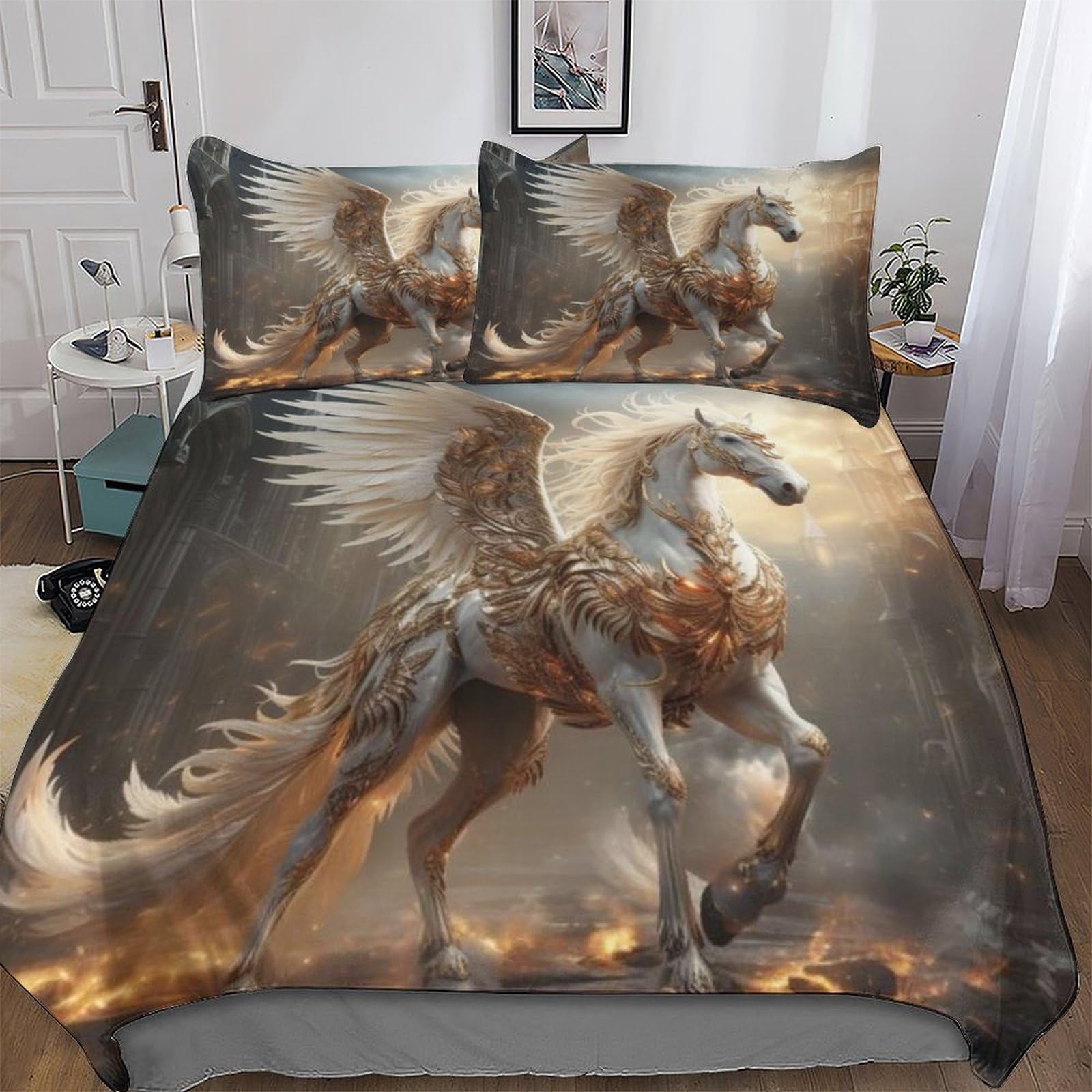 Housse de couette motif Pégase 3D pour transformer la chambre d'enfant et adulte