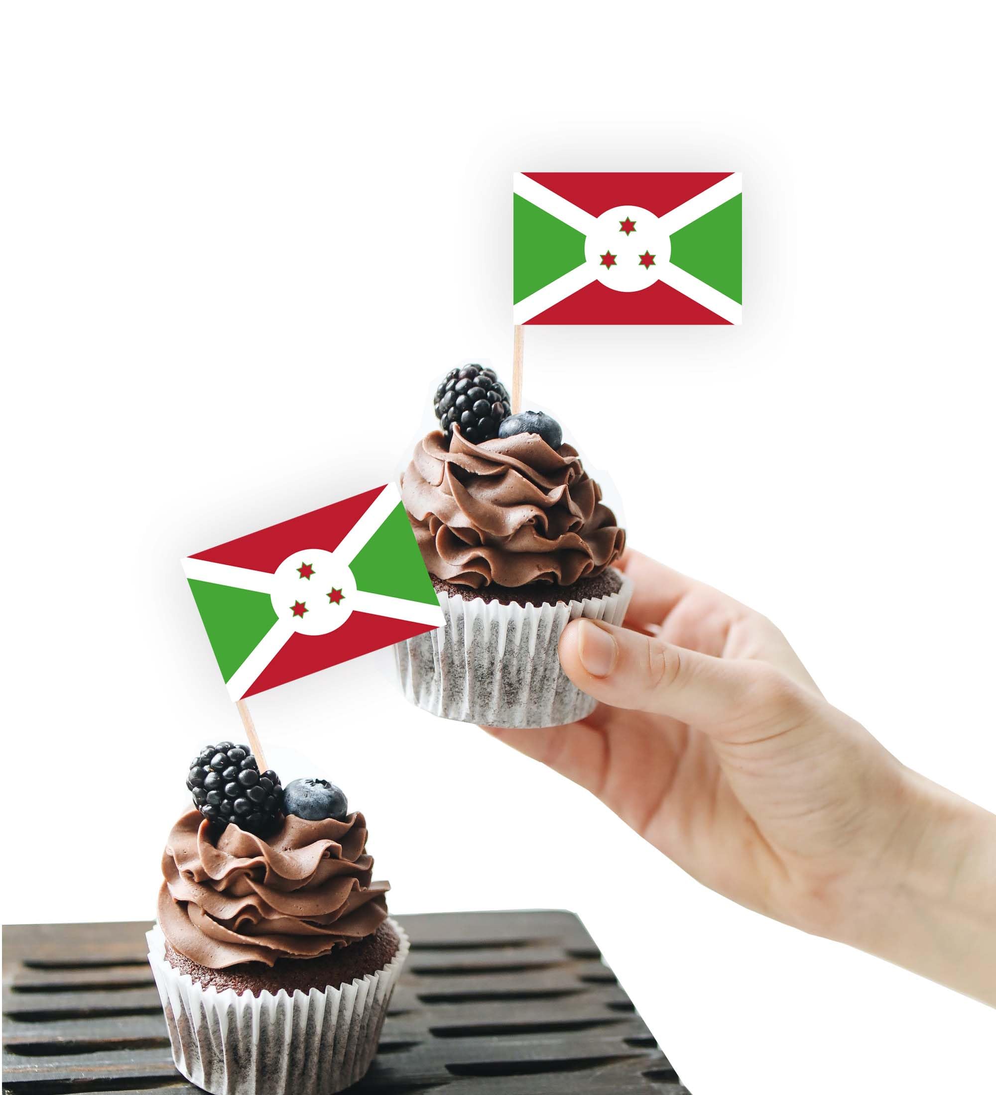 100PCS Burundi Flag Cake Topper,Burundi Cupcake Stand For Party Decoration Supplies — image 1