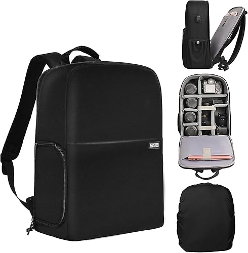 CADeN Mochila para cámara con puerto de carga USB compartimento para laptop de 156 pulgadas funda impermeable grande para cámaras DSLR SLR sin